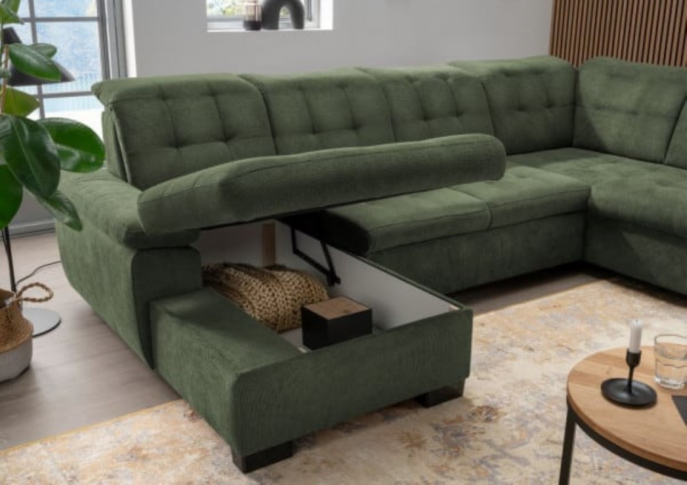 Gemütliche Wohnlandschaft Attentione von Benformato mit Schlaffunktion und Bettkasten Gemütliche Wohnlandschaft Attentione von Benformato mit Schlaffunktion und Bettkasten