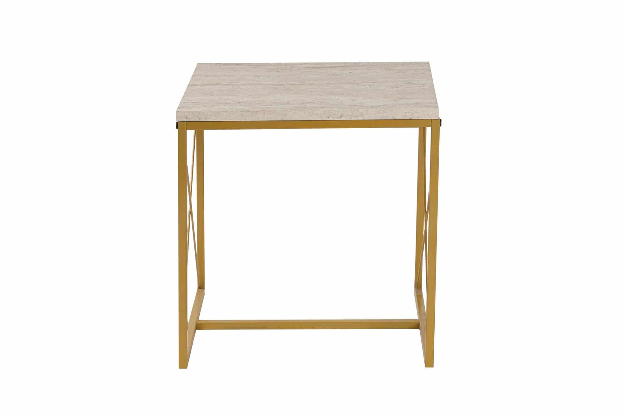 Defne - Gold, Travertine - Couchtisch Set