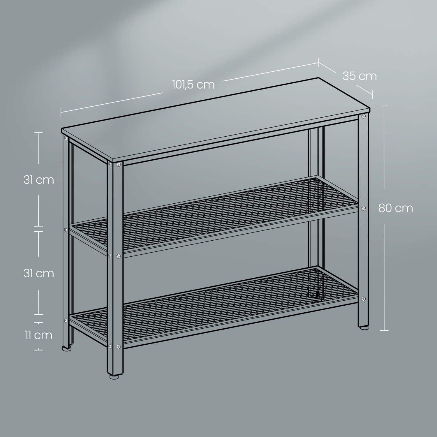Industriestil Konsolentisch mit 3 Ebenen Industriestil Konsolentisch mit 3 Ebenen