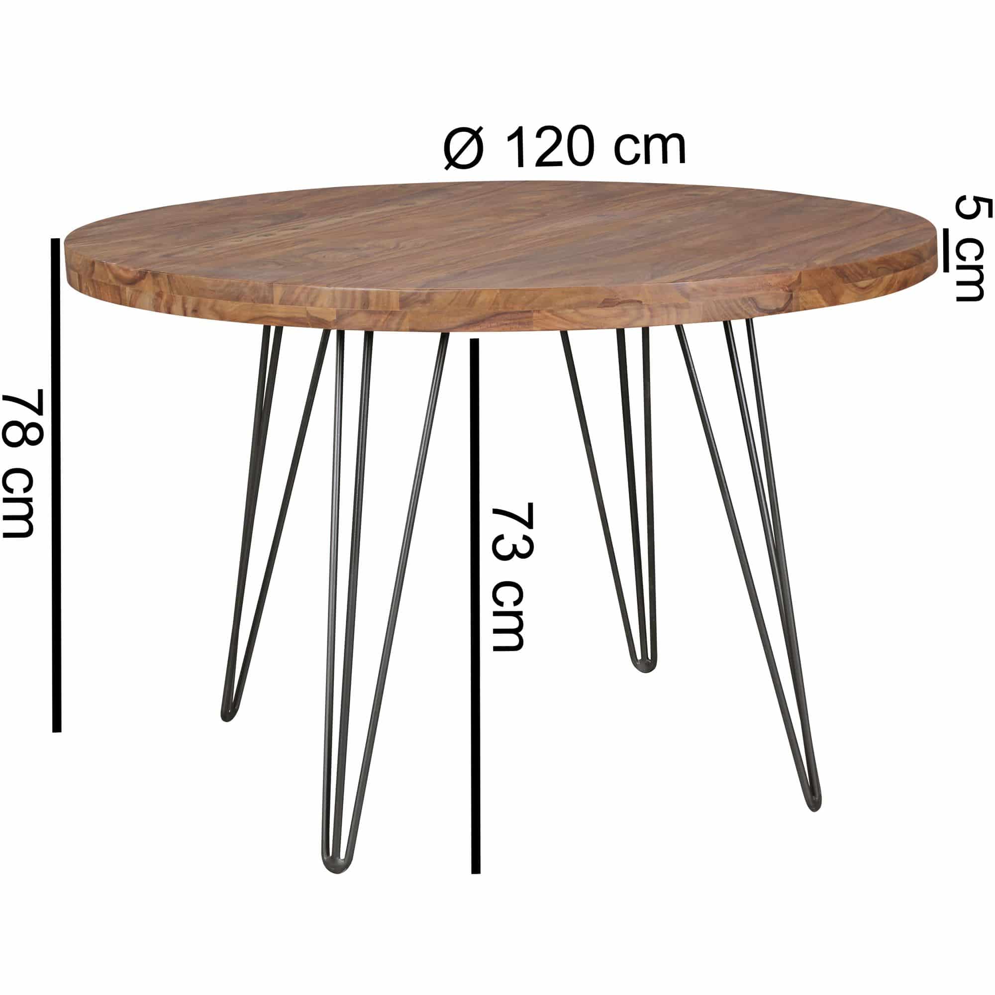 Design Esszimmertisch BAGLI rund Ø 120 x 78 cm Sheesham Massiv-Holz Design Esszimmertisch BAGLI rund Ø 120 x 78 cm Sheesham Massiv-Holz