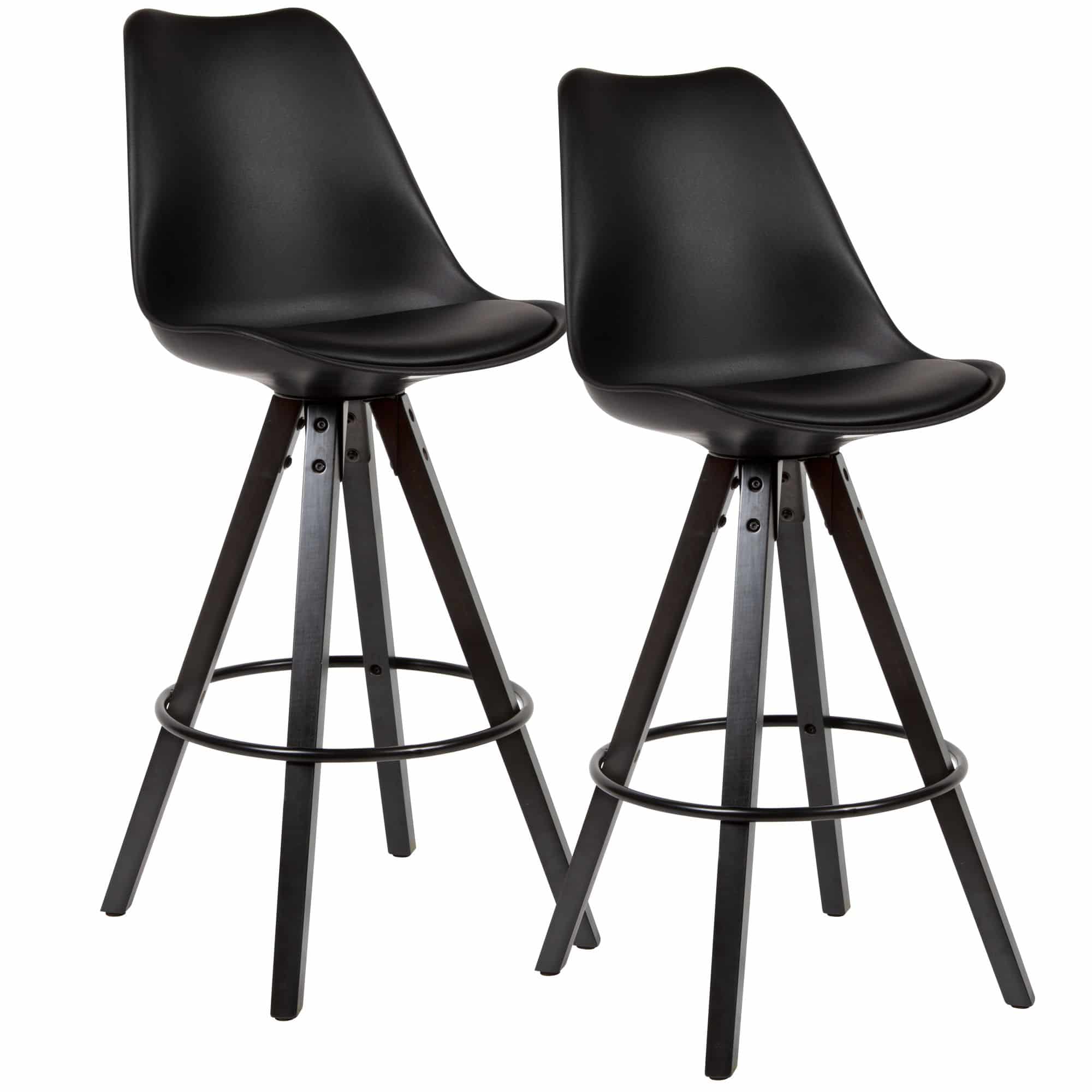 54469-WOHNLING-2er-Set-Barhocker-Schwarz-Kunstleder-Massivholz-Design-Barstuhl-Skandinavisch-2-Stueck-mit-schwarzen-Beinen-Tresenhocker-mit-Lehne-Sitzhoehe-77-cm-chair-rueckenlehne Elegante Barhocker im skandinavischen Stil
