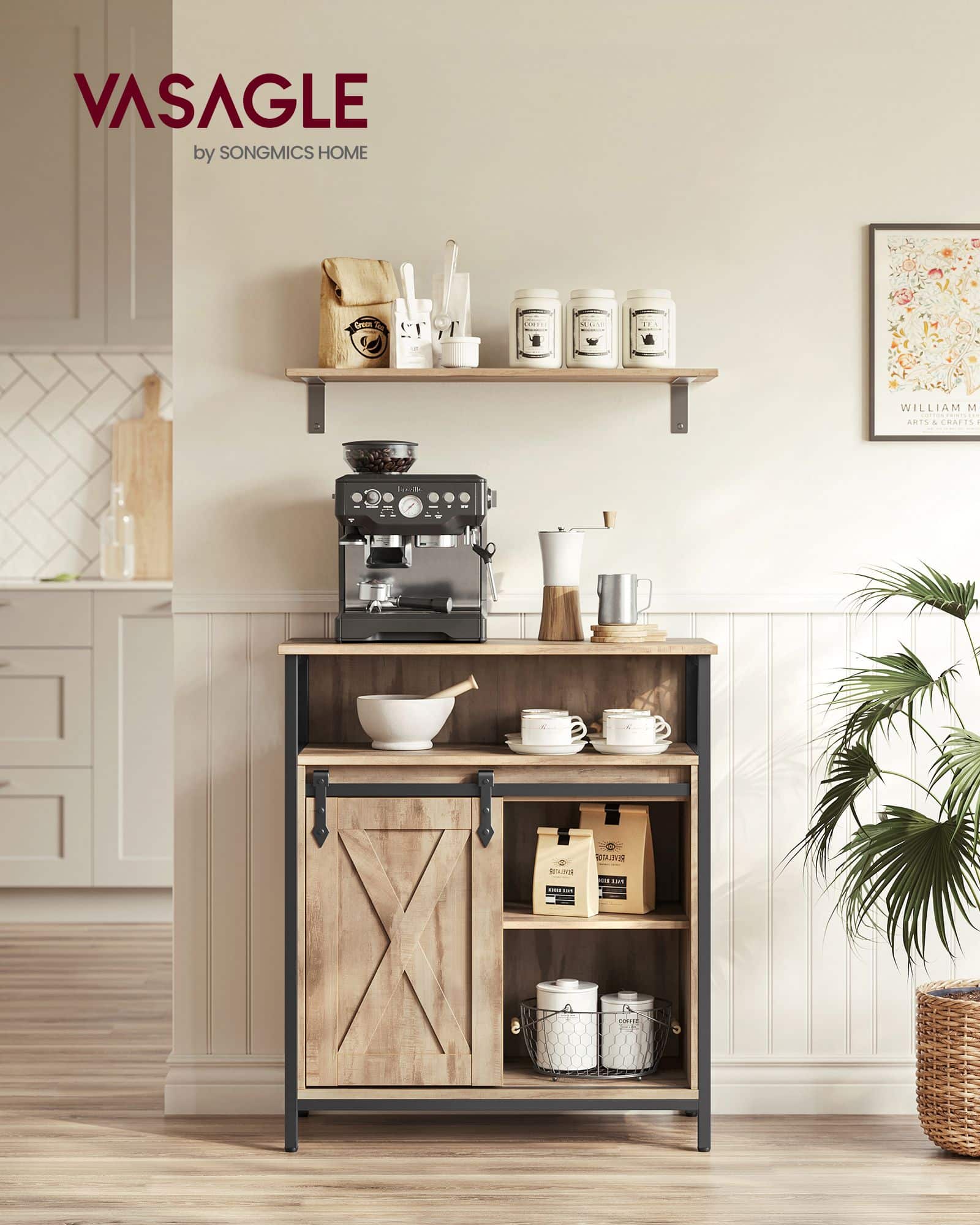 Sideboard mit Schiebetür Landhausstil eichenbraun-schwarz-B34LSC089B50 Sideboard mit Schiebetür Landhausstil eichenbraun-schwarz-B34LSC089B50