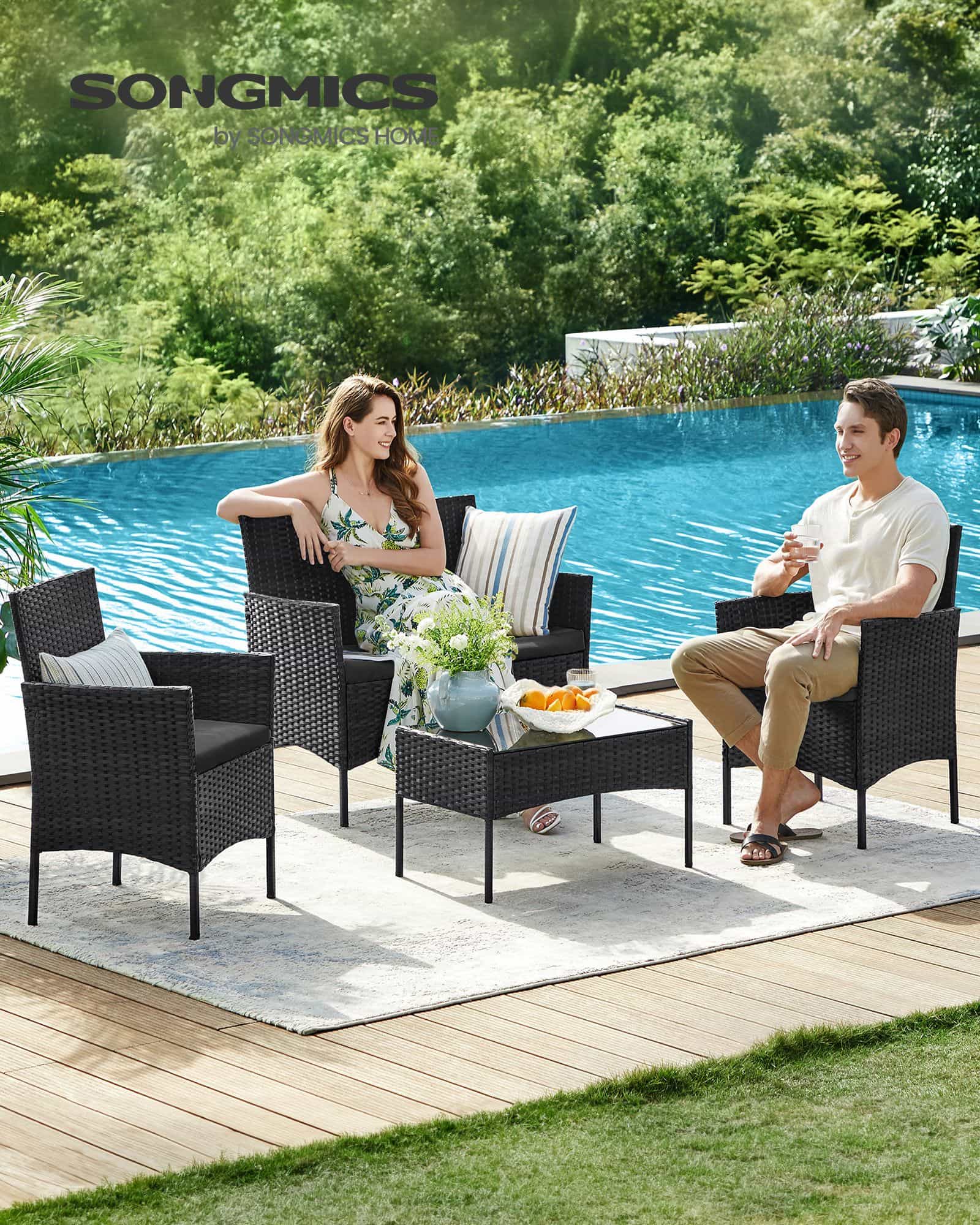 Balkonmöbel aus PE-Polyrattan schwarz-grau-B34GGF004B06 Balkonmöbel aus PE-Polyrattan schwarz-grau-B34GGF004B06