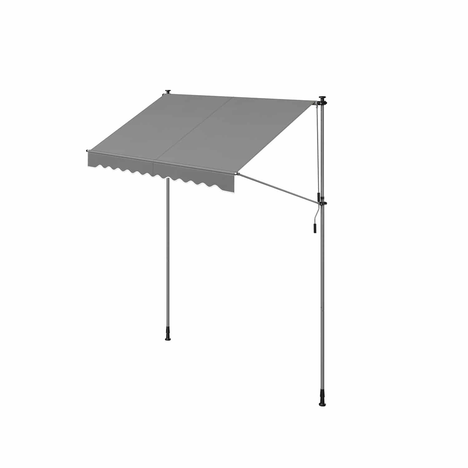 Klemmmarkise mit Handkurbel 250 x 120 cm grau