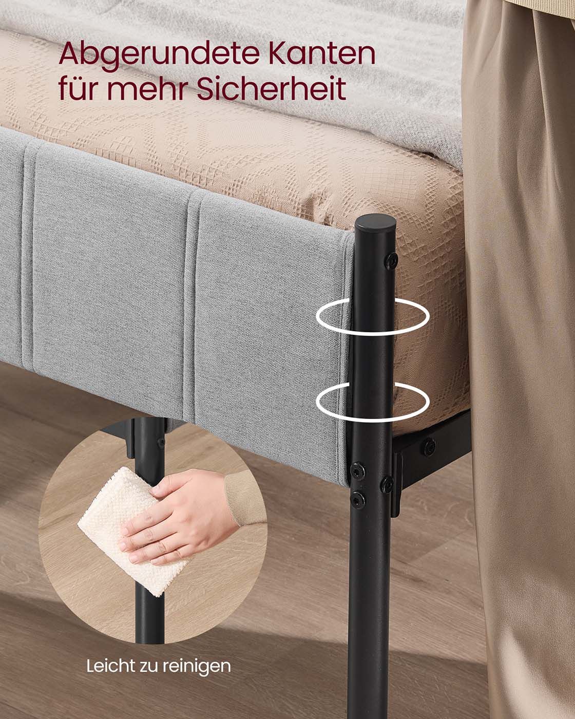 Doppelbettgestell 160 x 200 cm mit Stahl-Latten taubengrau Doppelbettgestell 160 x 200 cm mit Stahl-Latten taubengrau