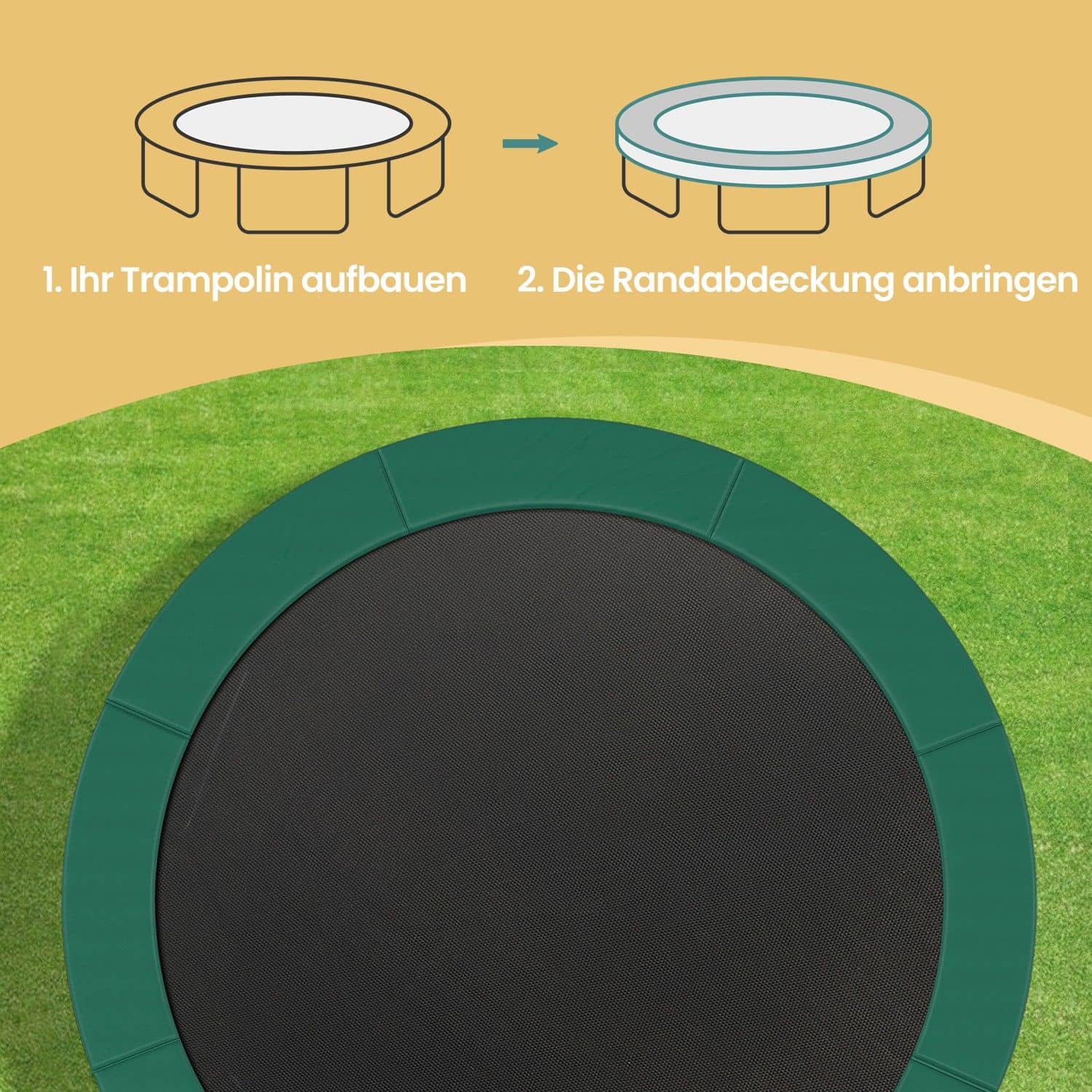 Trampolin Randabdeckung, Federabdeckung in Standardgröße für 305 cm Trampoline, UV-resistent Trampolin Randabdeckung, Federabdeckung in Standardgröße für 305 cm Trampoline, UV-resistent