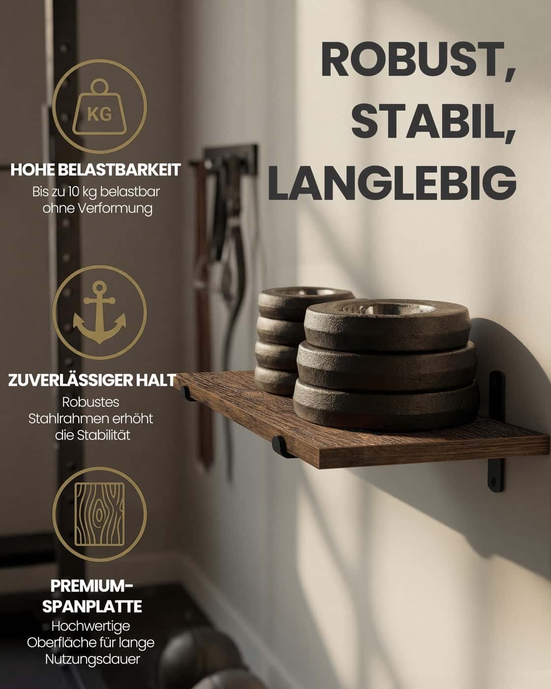 Wandregal 20 x 60 x 7 cm bis zu 10 kg belastbar vintagebraun-Mattschwarz Wandregal 20 x 60 x 7 cm bis zu 10 kg belastbar vintagebraun-Mattschwarz