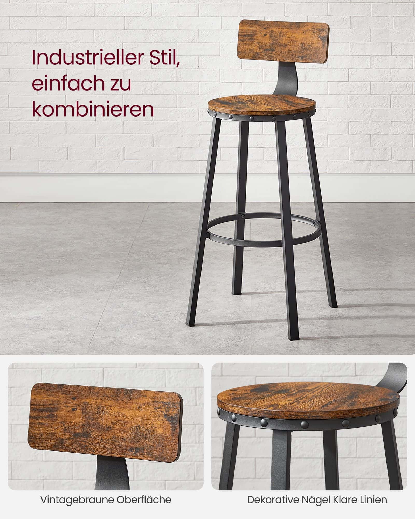 Industrie-Design Barhocker 2er Set