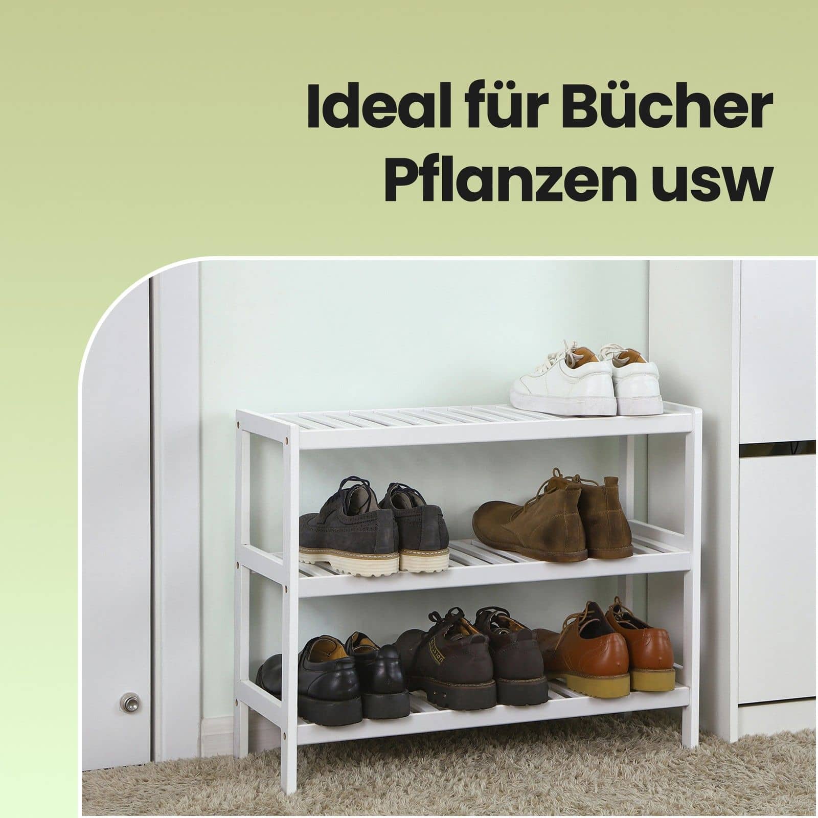 Schuhregal aus Bambus Weiß Schuhregal aus Bambus Weiß