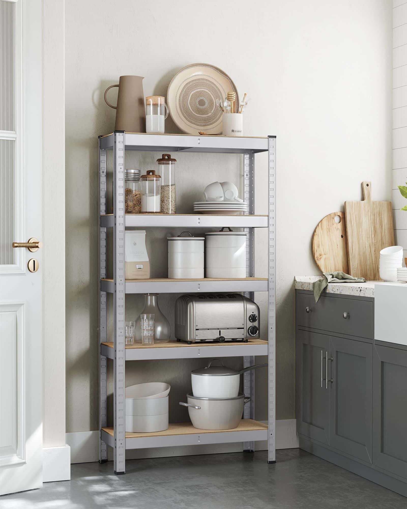 Schwerlastregal mit Stahlgestell silbern