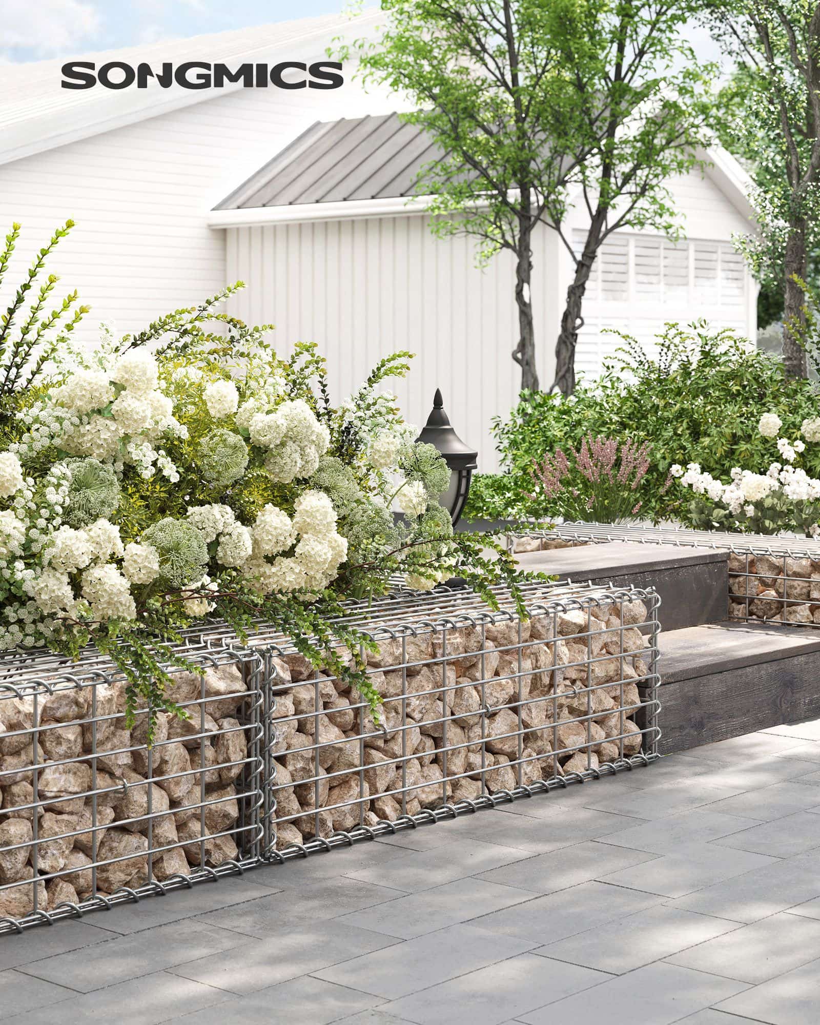 Gabionenkörbe 5er Set mit 5 x 10 cm Maschenweite silber-B34GGB533V1 Gabionenkörbe 5er Set mit 5 x 10 cm Maschenweite silber-B34GGB533V1