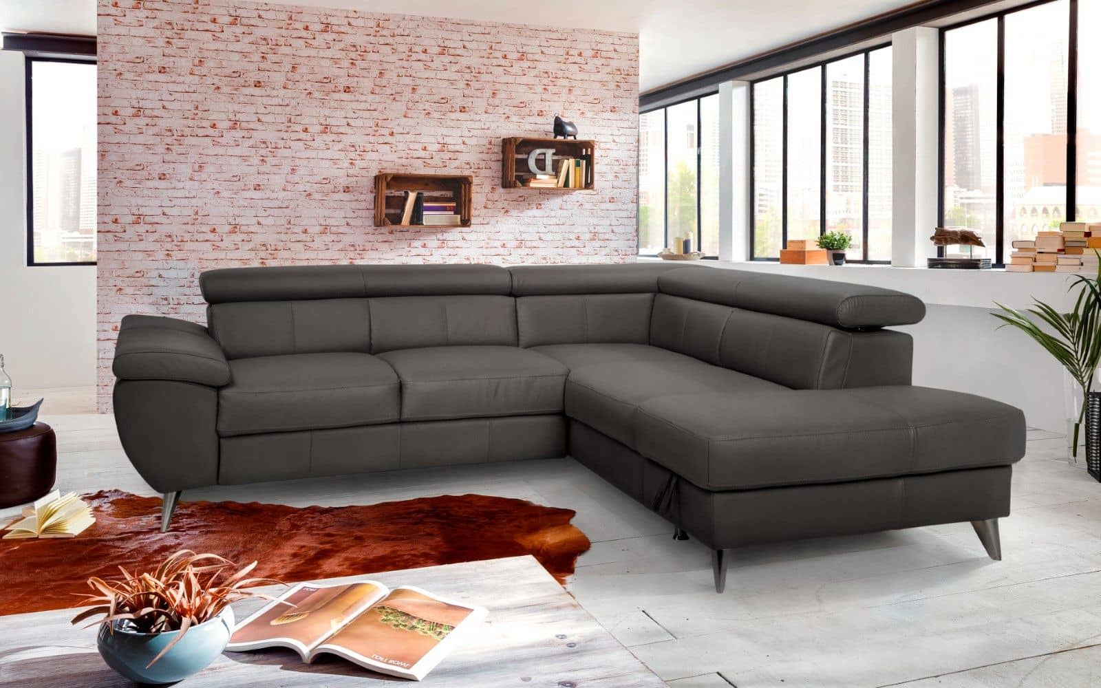 Ecksofa Finca von Cotta mit Bettfunktion & Kopfstützen