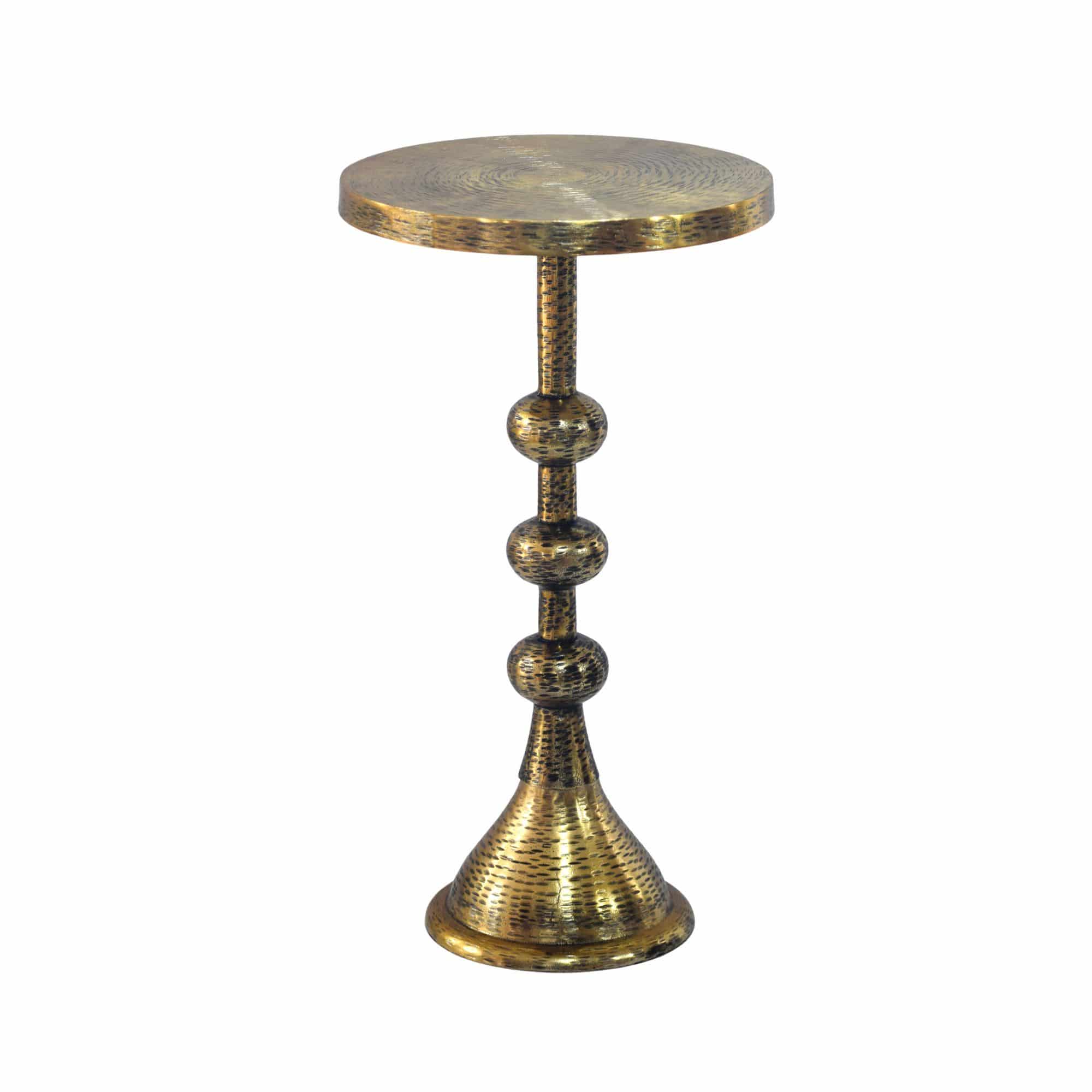 Beistelltisch Aluminium Gold 30cm Runder Anstelltisch Metall - Dekotisch Alu orientalisch - Wohnzimmertisch klein - Design Couchtisch Sofatisch Wohnzimmer Orient Handmade