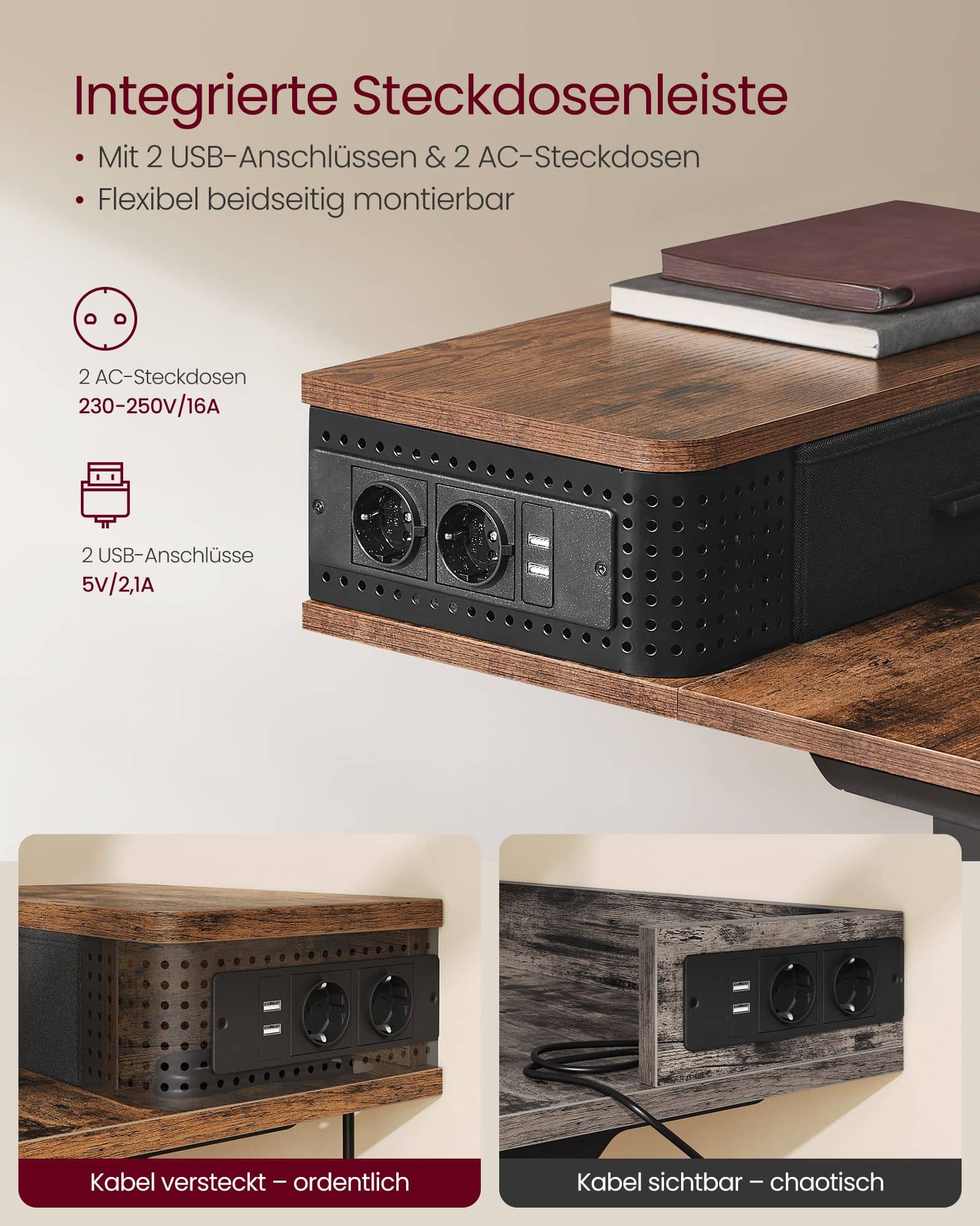 Schreibtisch Höhenverstellbar und elektrisch vintagebraun Schreibtisch Höhenverstellbar und elektrisch vintagebraun