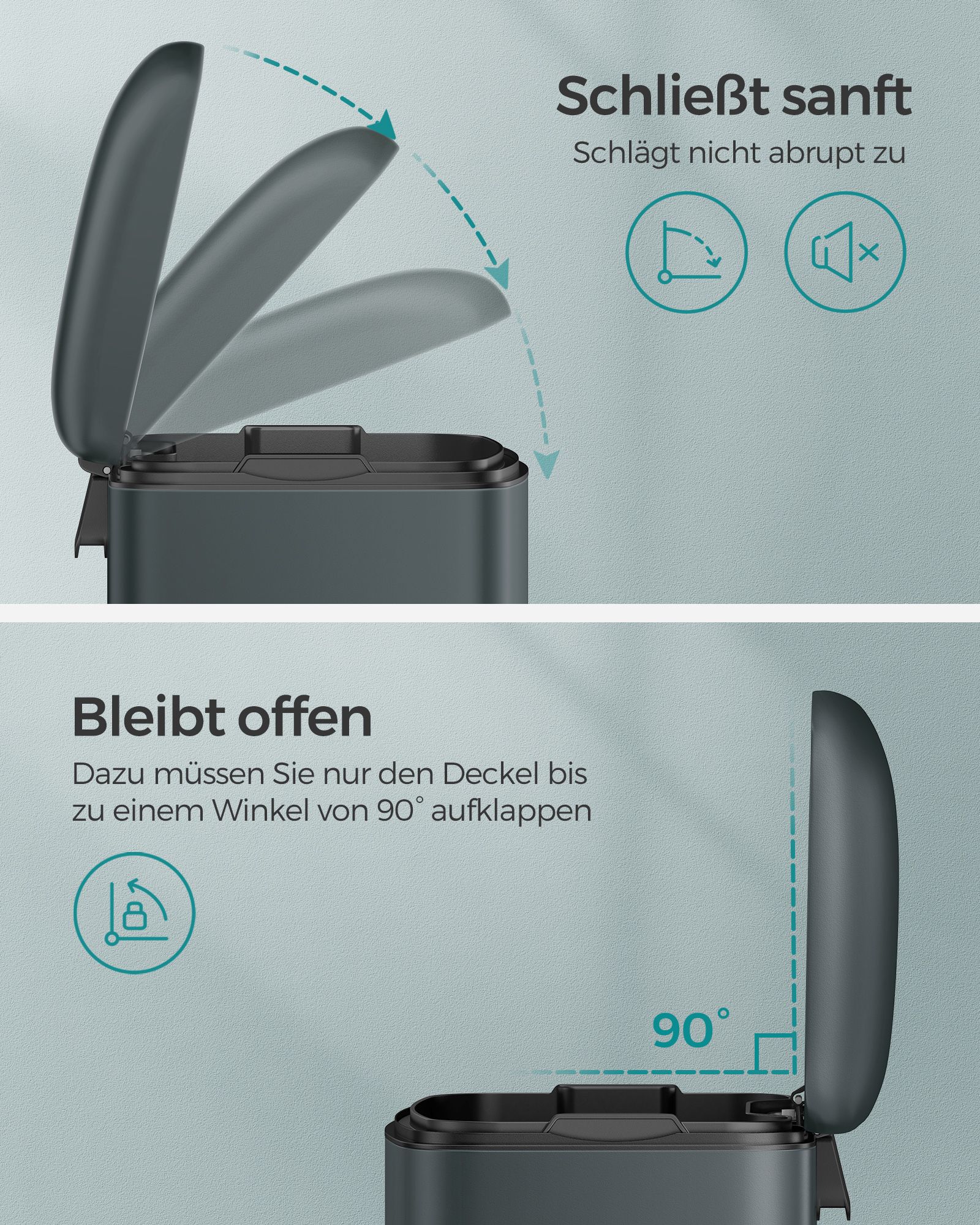 Mülleimer 30 Liter rauchgrau-LTB01GS Mülleimer 30 Liter rauchgrau-LTB01GS