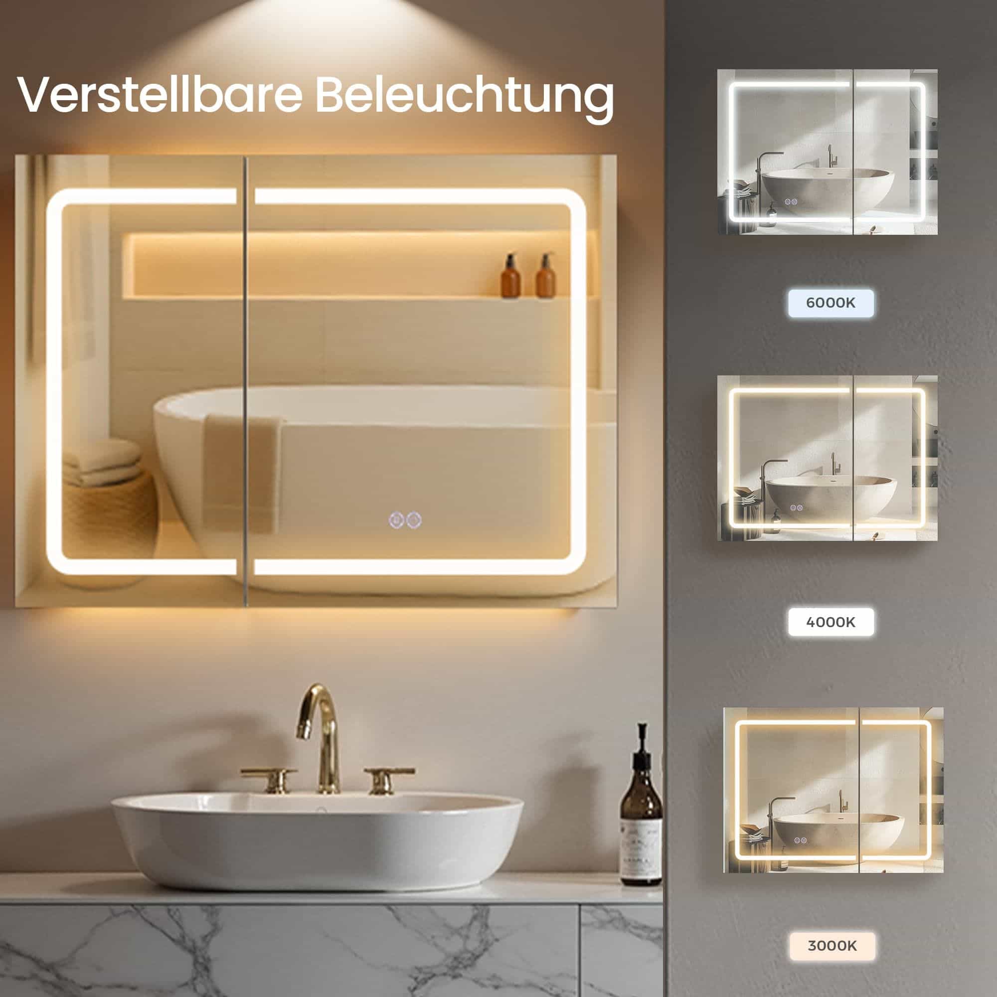 Spiegelschrank mit Beleuchtung und Steckdose Spiegelschrank mit Beleuchtung und Steckdose