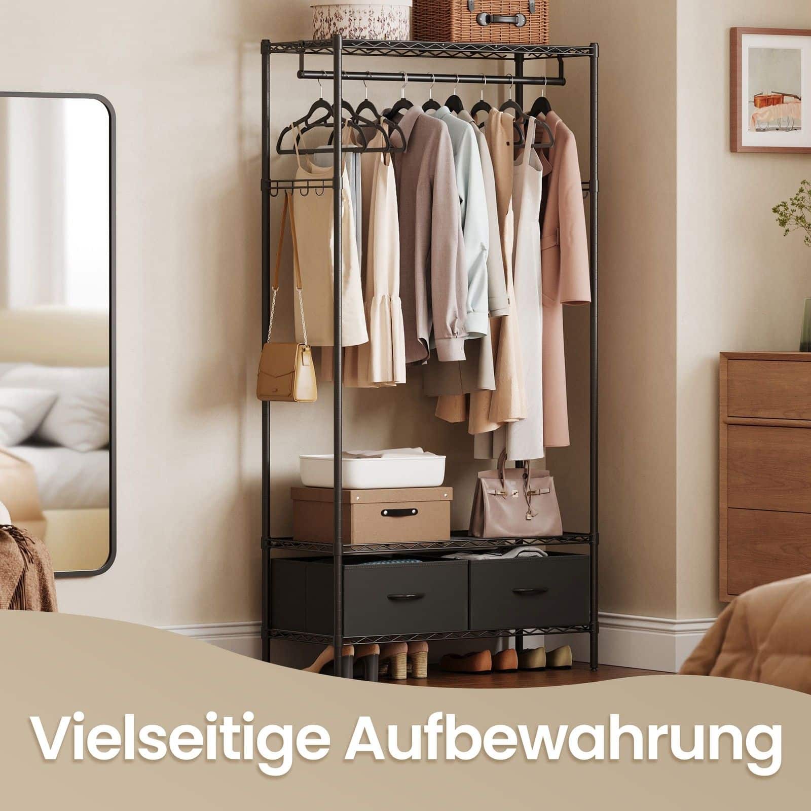Garderobe mit Gitterablagen, Kleiderschrank, offenes Design Garderobe mit Gitterablagen, Kleiderschrank, offenes Design