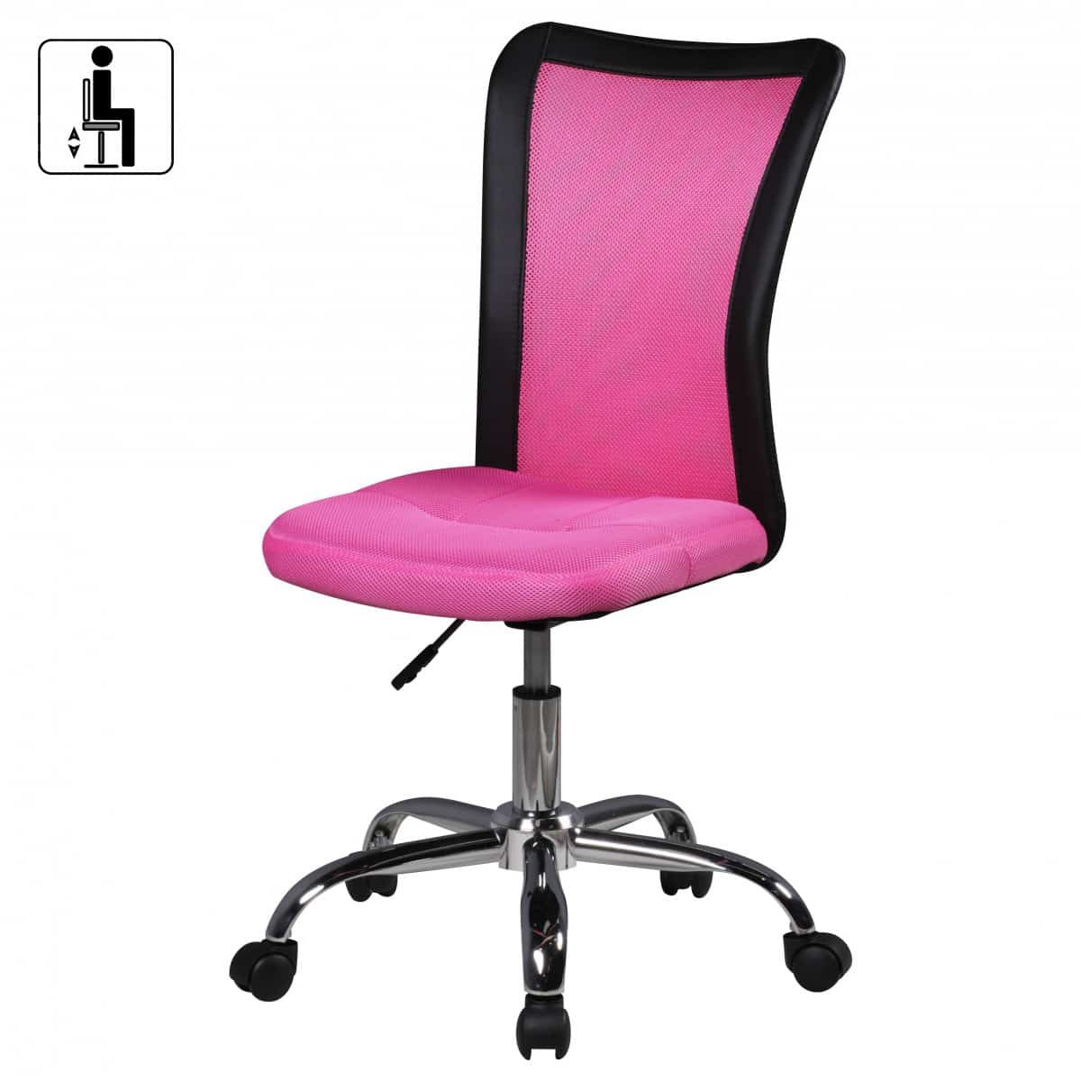40255-AMSTYLE-Jugendstuhl-Lukas-Drehstuhl-Netz-Ro_2 Kinder-Schreibtischstuhl SALERNO für Kinder ab 6 mit Lehne Rollen Kinder-Drehstuhl Kinder-Bürostuhl ergonomisch höhenverstellbar Jugendstuhl für Mädchen Jungen Pink Kinderzimmerstuhl