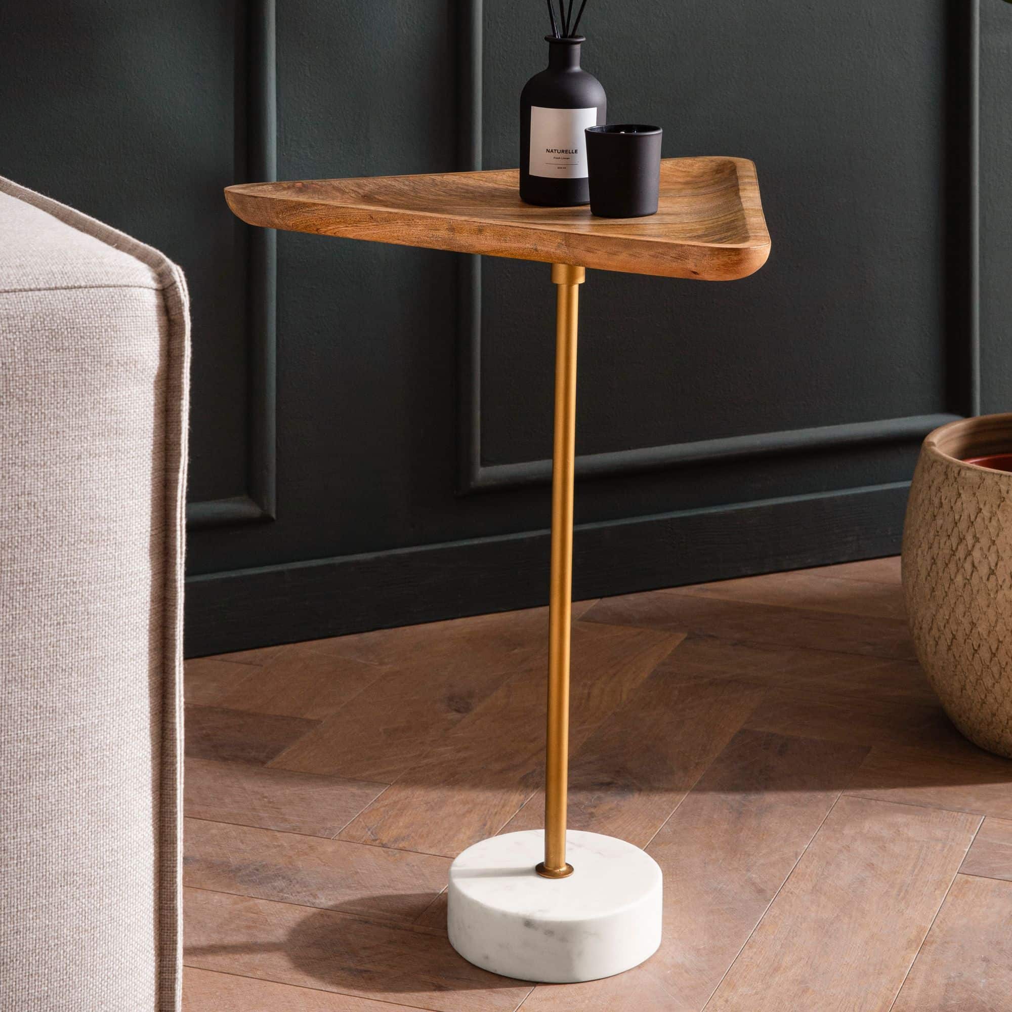 Beistelltisch Mango Massivholz Echter Marmor 45x40x55 cm Anstelltisch