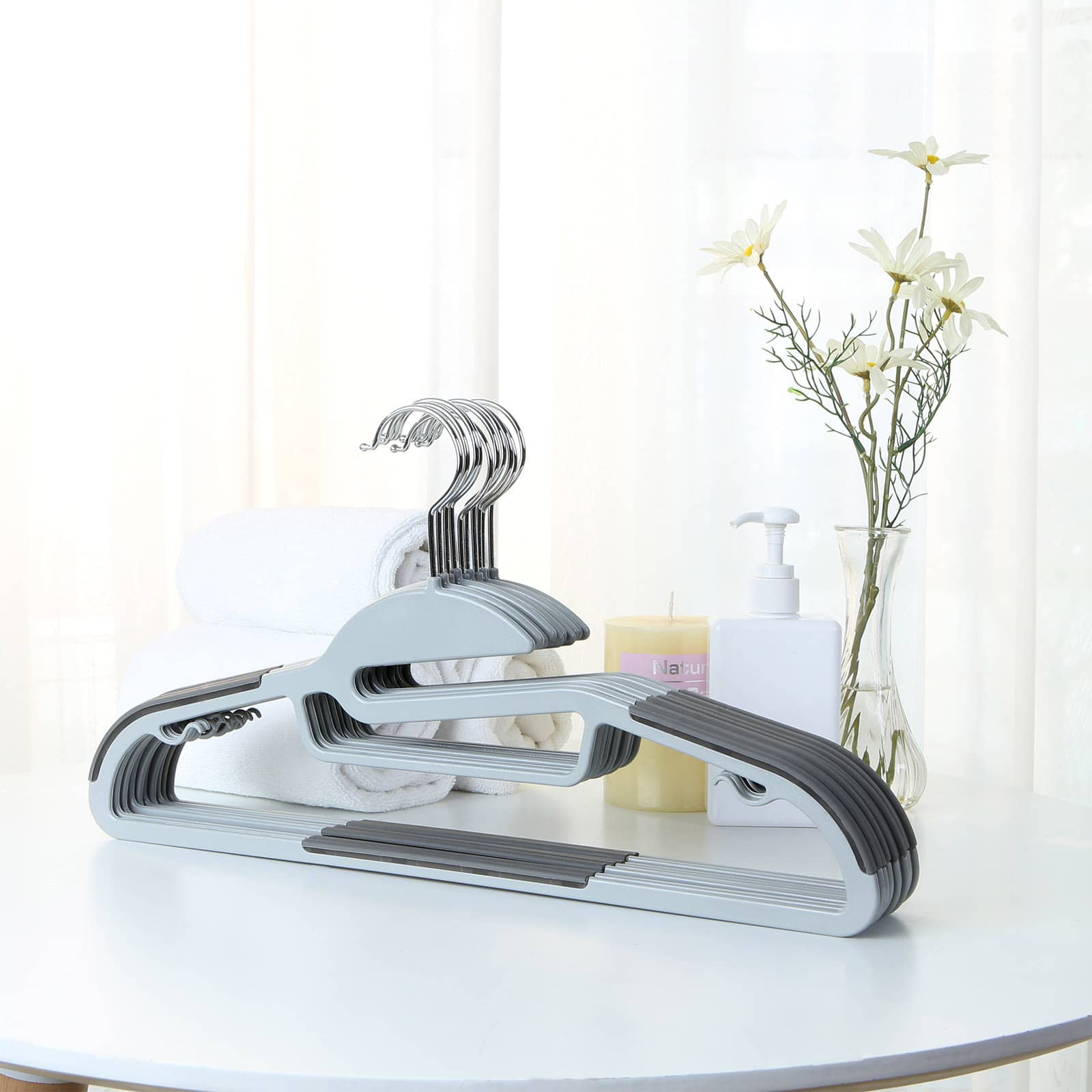 Kleiderbügel 20 Stück Grau Kunststoff-B34CRP41G Kleiderbügel 20 Stück Grau Kunststoff-B34CRP41G