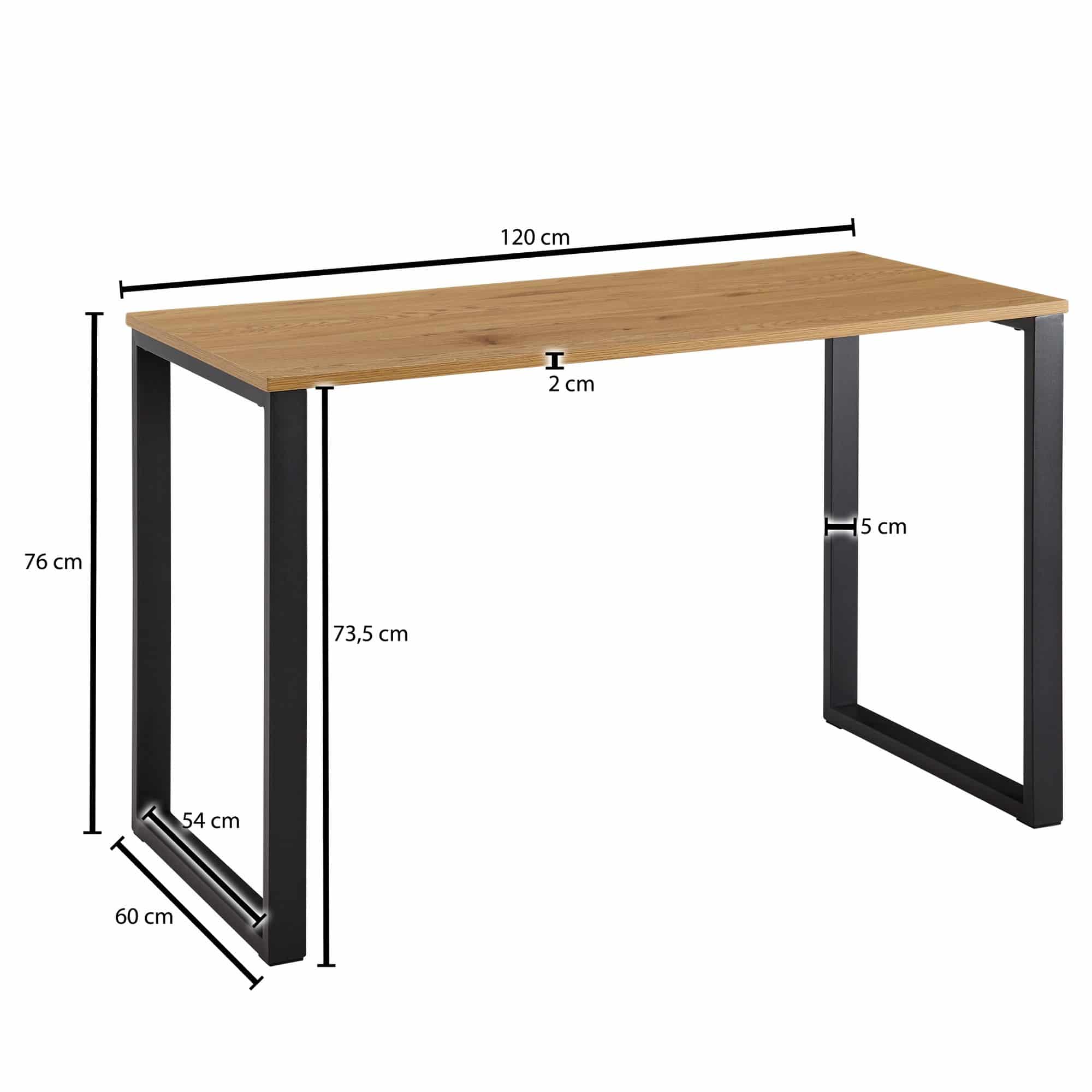 64654-Wohnling-Schreibtisch-120x60x76-cm-Eiche-WL6-569-WL6-569 Schreibtisch Eiche-Dekor / Schwarz 120x60x76 cm Design Computertisch