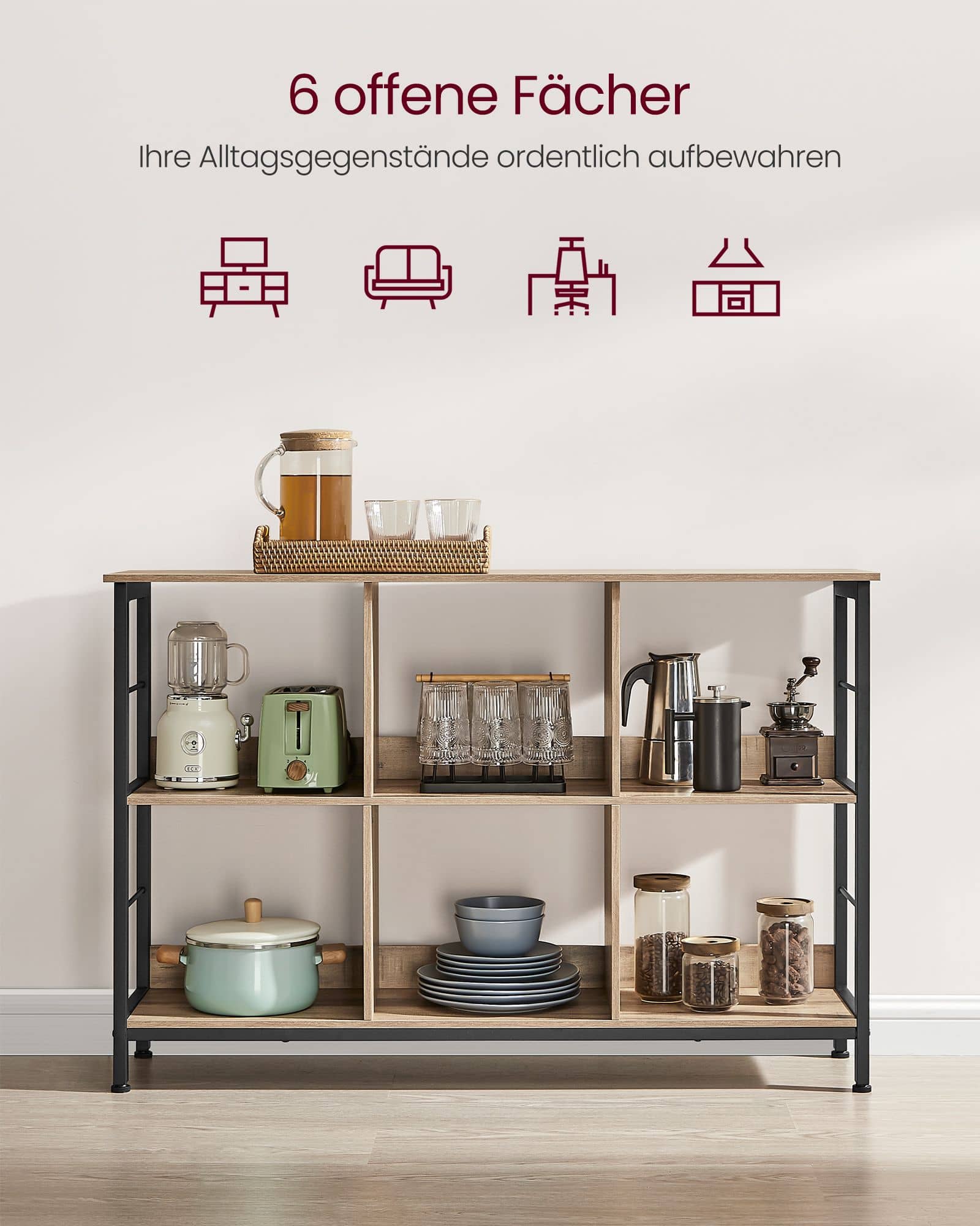 Standregal mit 2 Ebenen und 6 Fächern-LLS104B50 Standregal mit 2 Ebenen und 6 Fächern-LLS104B50