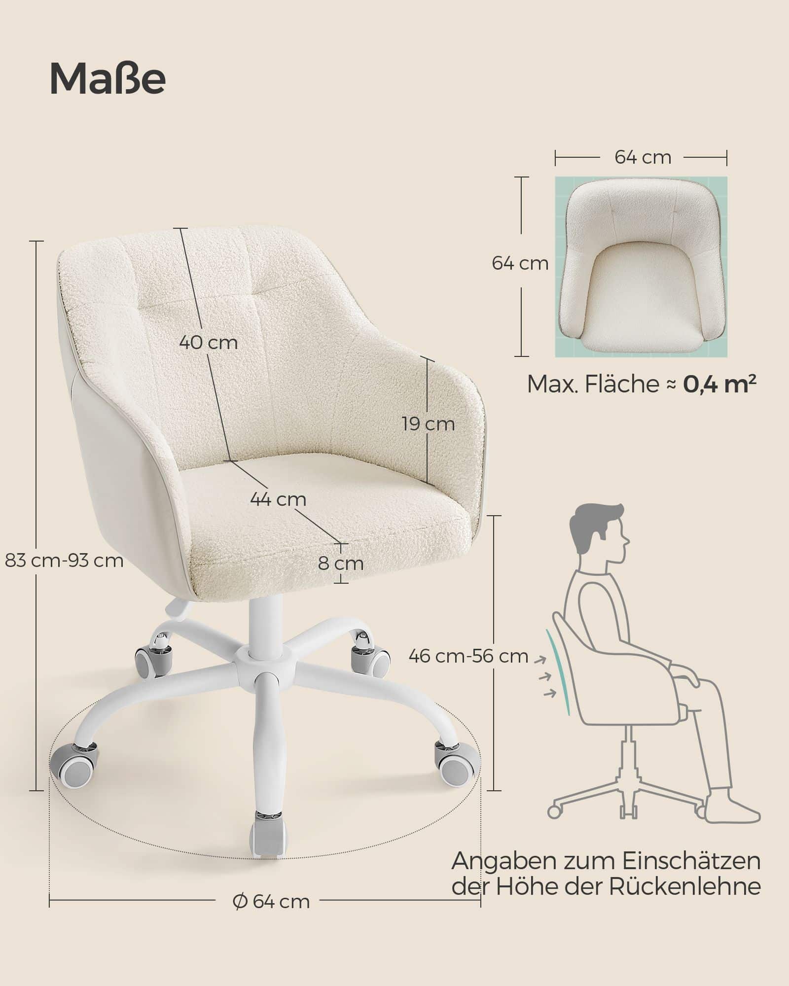 Bürostuhl bis 110 kg belastbar cappuccinobeige-OBG019W01