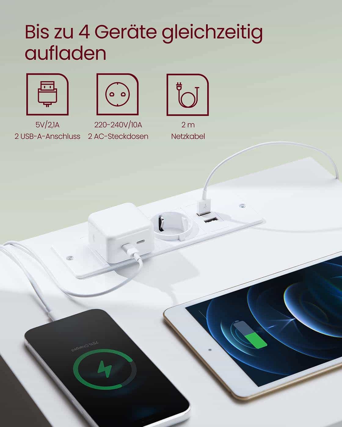 Nachttisch 2er Set mit Steckdosen und Schubladen wolkenweiß Nachttisch 2er Set mit Steckdosen und Schubladen wolkenweiß