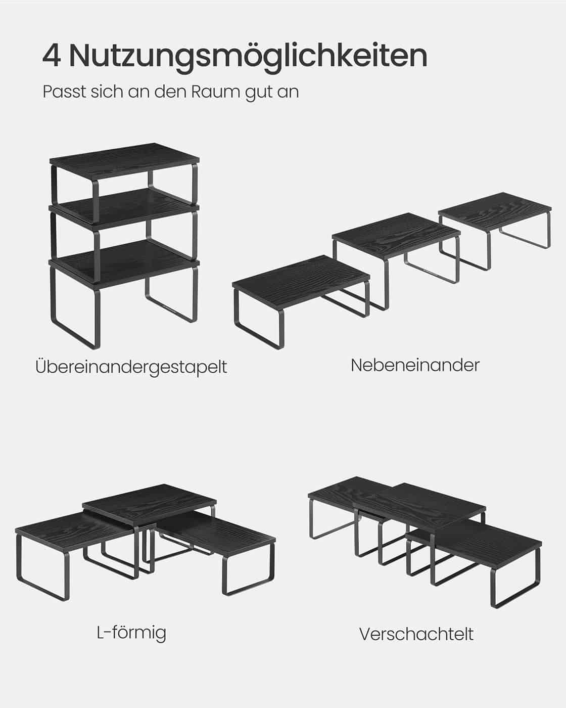 Gewürzregal 3er Set stapelbar und erweiterbar anthrazitgrau-mattschwarz Gewürzregal 3er Set stapelbar und erweiterbar anthrazitgrau-mattschwarz