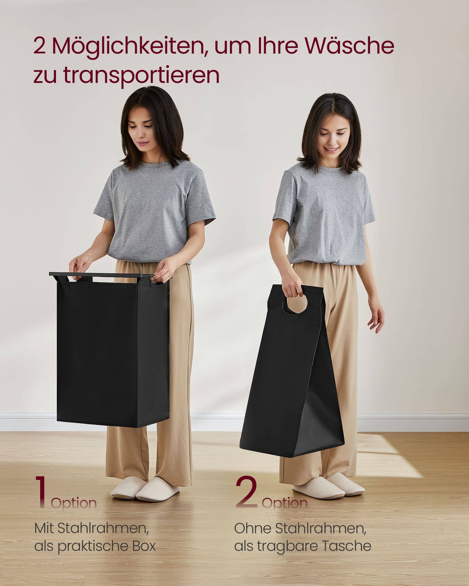 Wäschekorb mit Ablage tintenschwarz-vintagebraun Wäschekorb mit Ablage tintenschwarz-vintagebraun