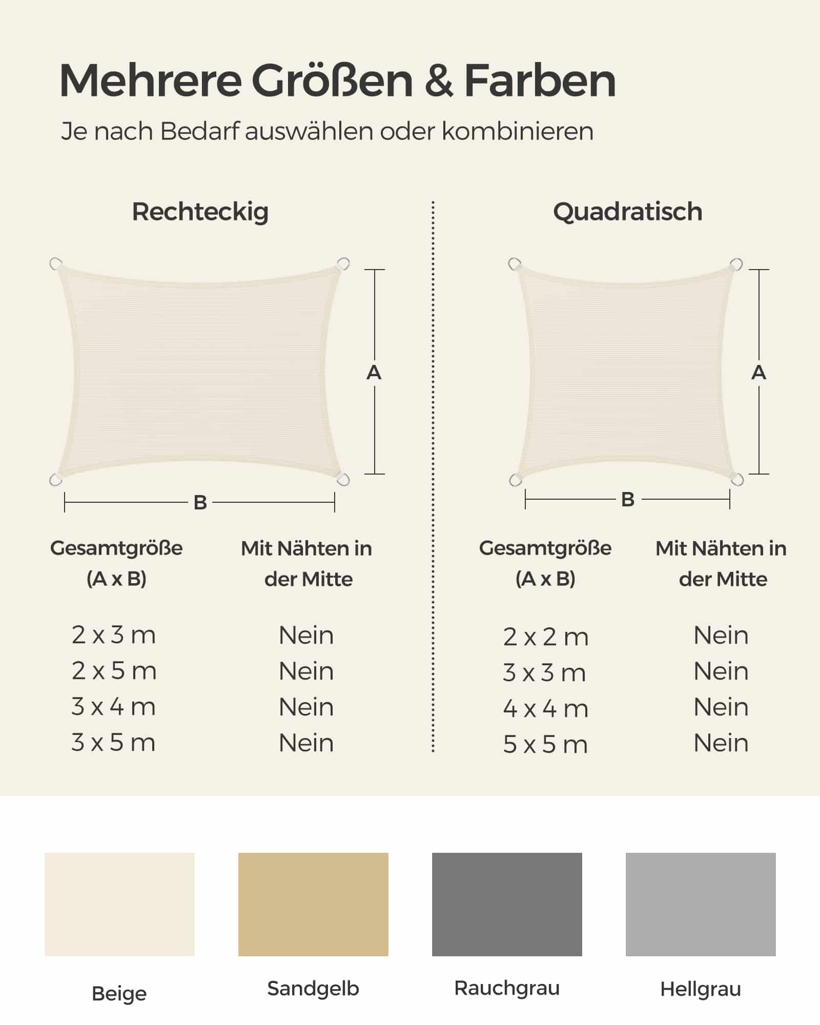 Sonnenschutz aus HDPE-Gewebe 4 x 4 m quadratisch-GSS44IVV1 Sonnenschutz aus HDPE-Gewebe 4 x 4 m quadratisch-GSS44IVV1