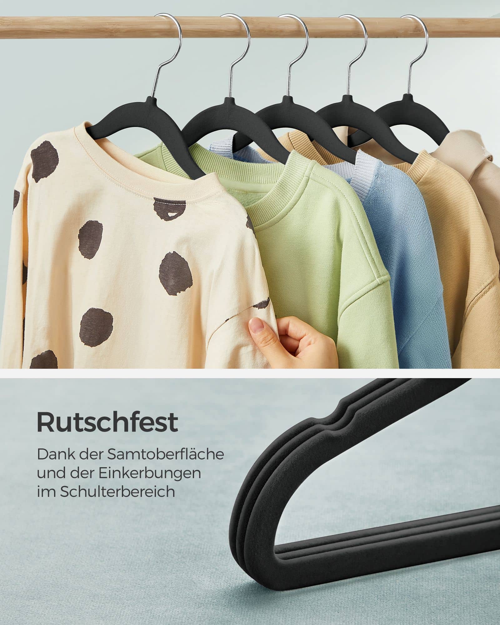 Kinderkleiderbügel 50er Set mit 360° drehbaren Haken tintenschwarz-CRF027B05 Kinderkleiderbügel 50er Set mit 360° drehbaren Haken tintenschwarz-CRF027B05