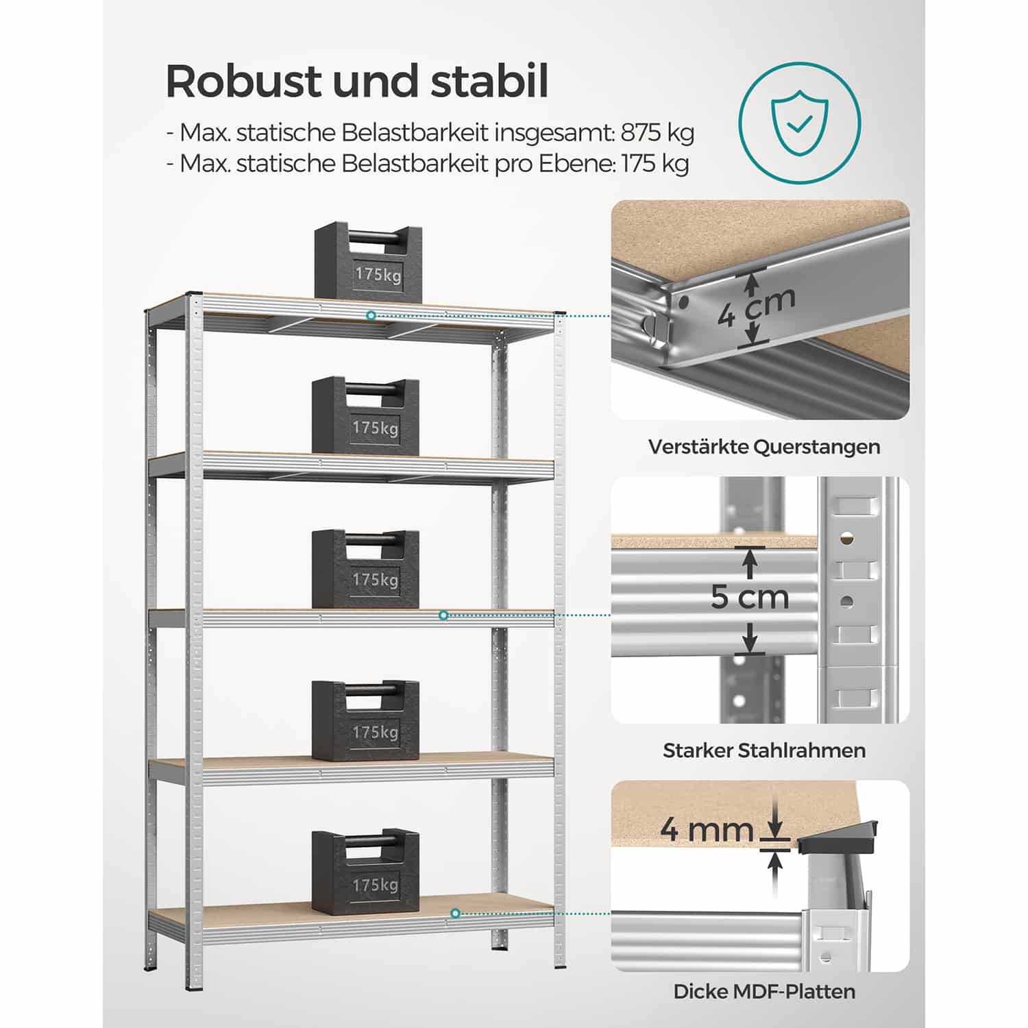2er Set Kellerregal 200 cm hoch silbern-B34GLR060E02 2er Set Kellerregal 200 cm hoch silbern-B34GLR060E02