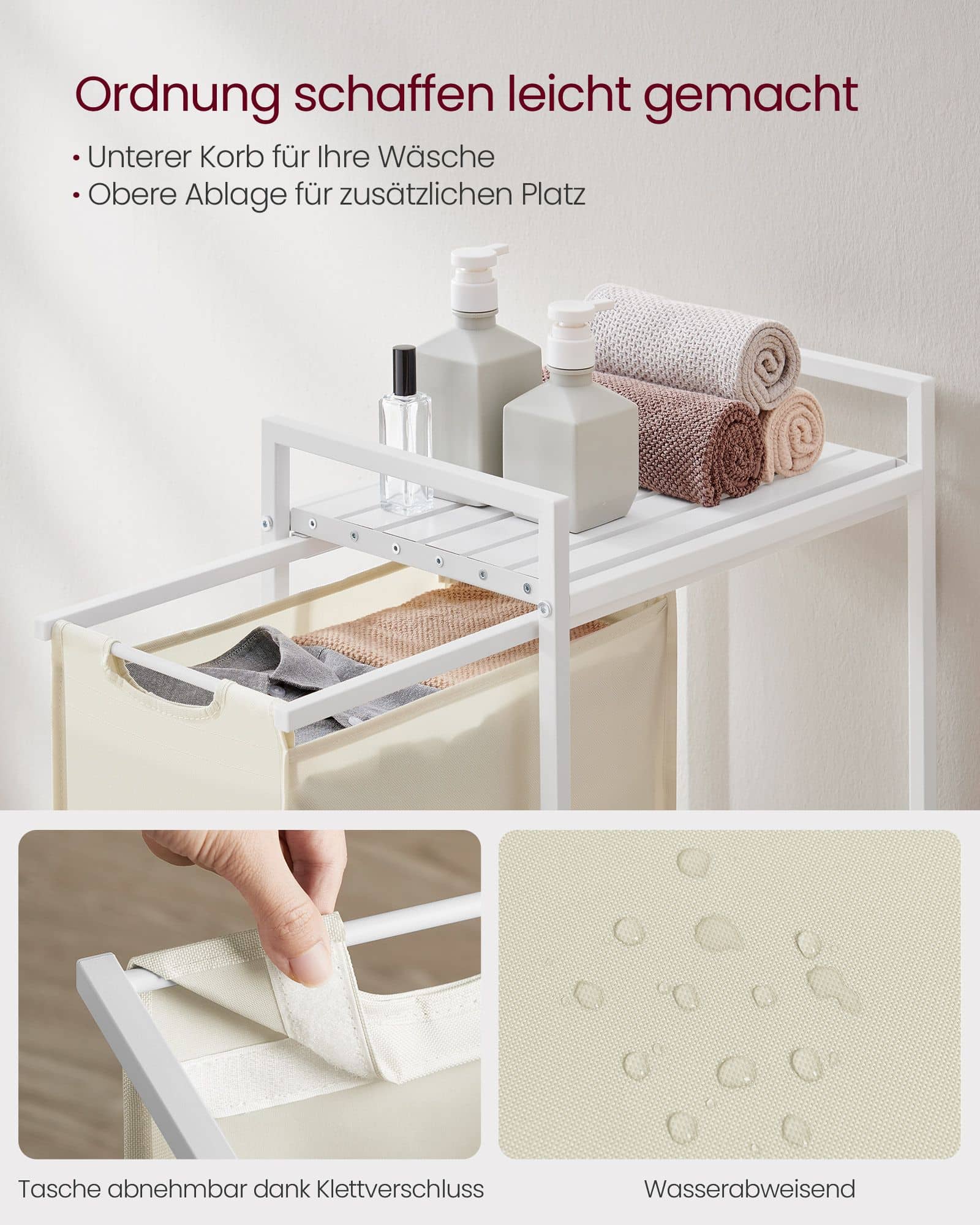 Wäschekorb, Wäschesammler mit Ablage, Wäschesack Wäschekorb, Wäschesammler mit Ablage, Wäschesack