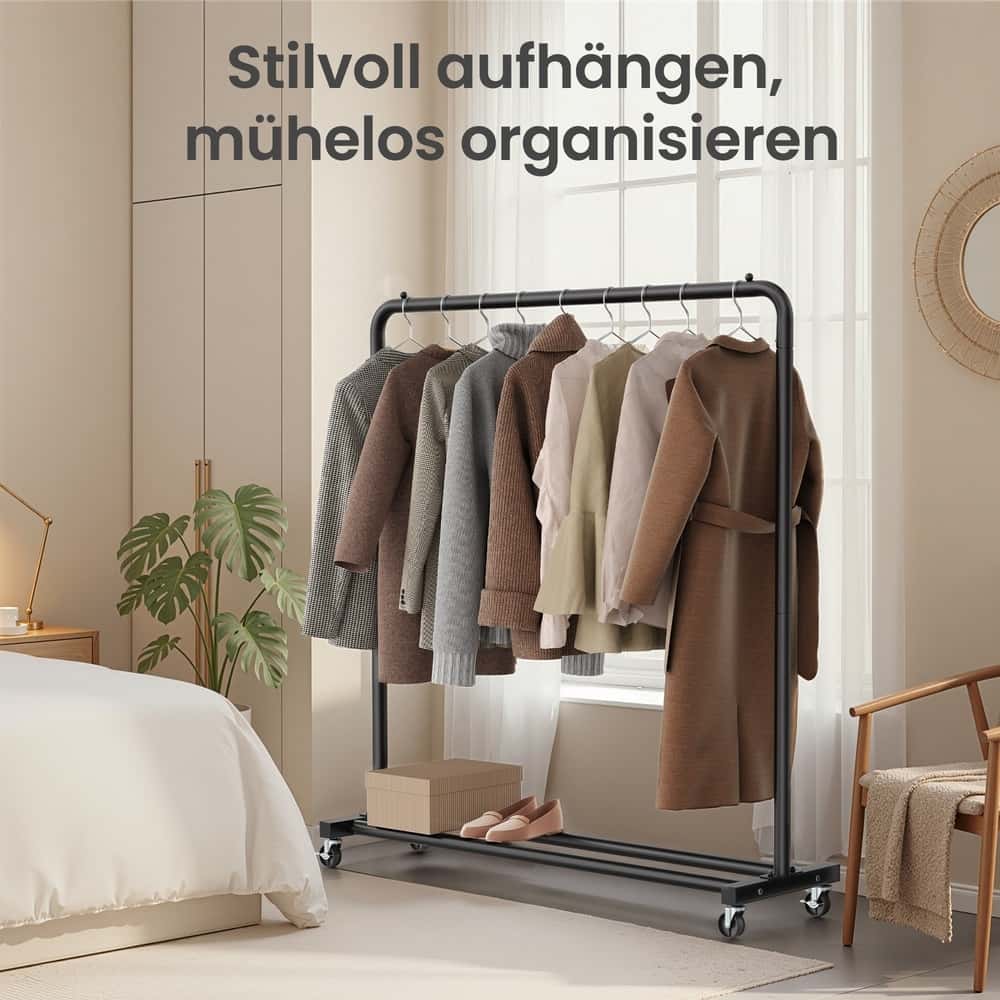 Kleiderständer, Kleiderstange auf Rollen, Garderobenständer