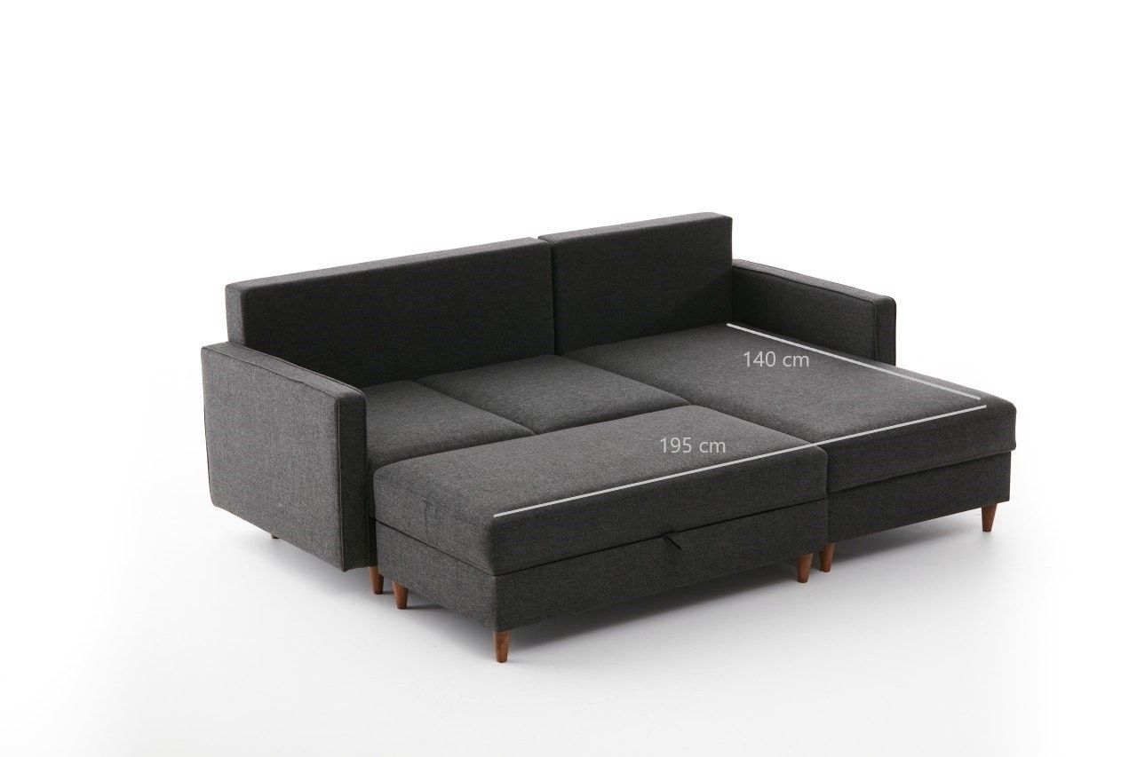 Ecksofa Eva – Skandinavischer Stil inkl. Hocker