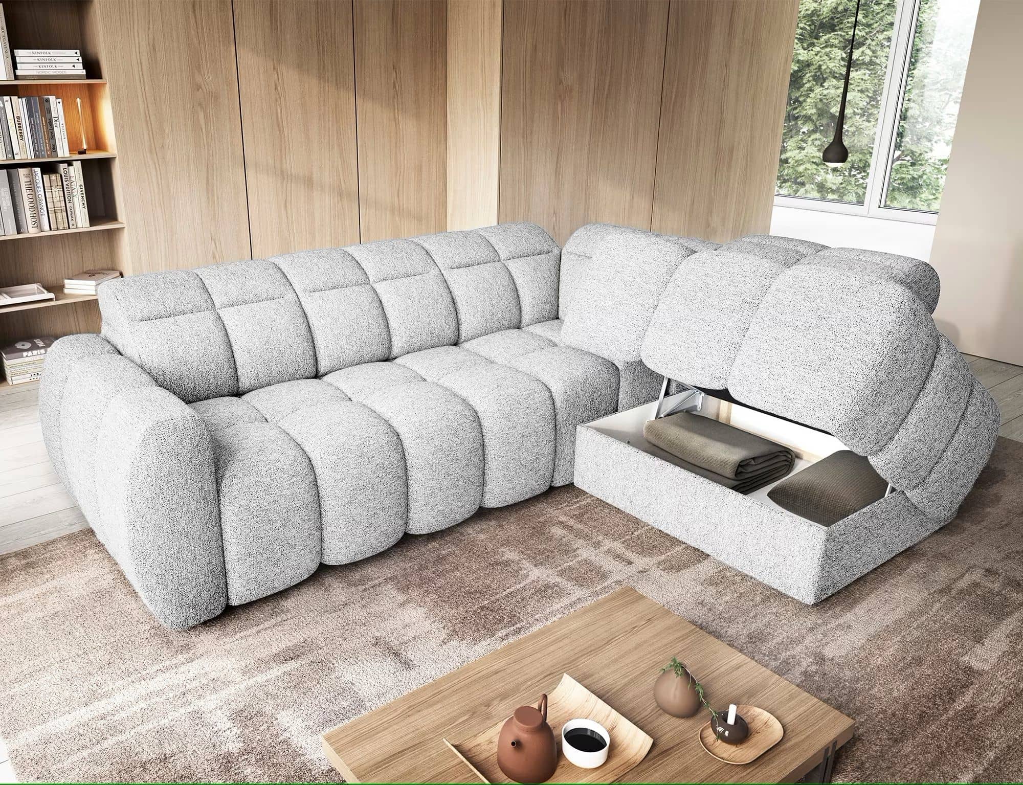 Sofa Falconn – Modernes Ecksofa mit elektrischem Sitzvorschub & Bettkasten Sofa Falconn – Modernes Ecksofa mit elektrischem Sitzvorschub & Bettkasten