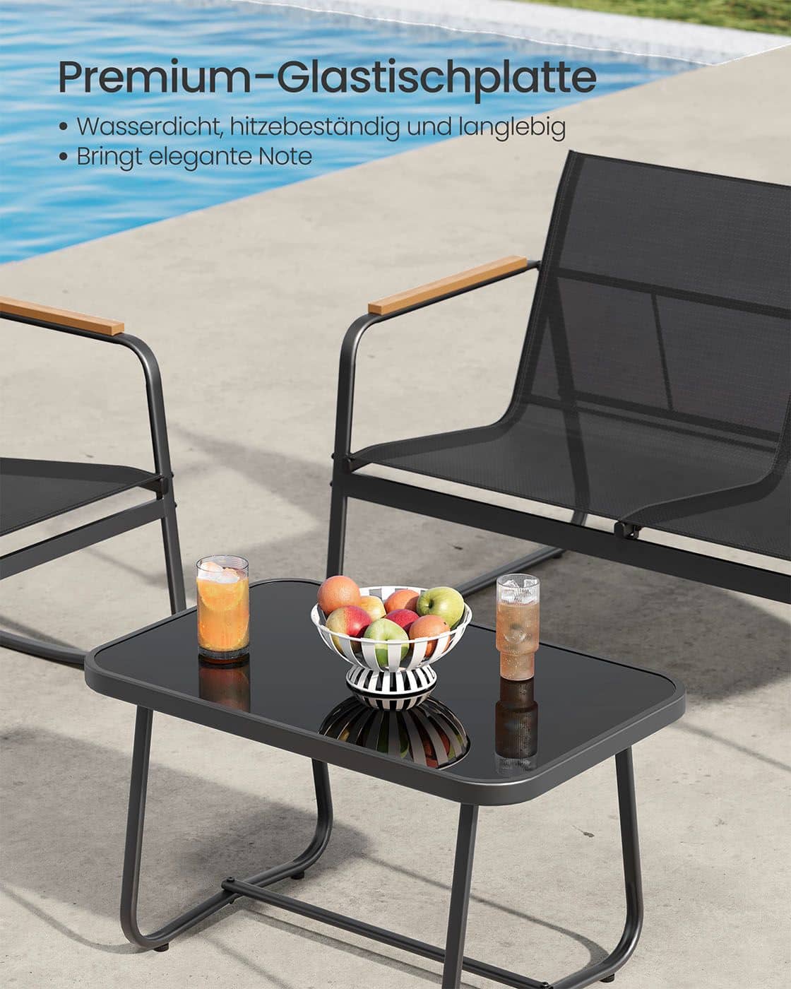 Gartenmöbel-Set Gartenbank und 2 Schaukelstühle mit Tisch tintenschwarz Gartenmöbel-Set Gartenbank und 2 Schaukelstühle mit Tisch tintenschwarz