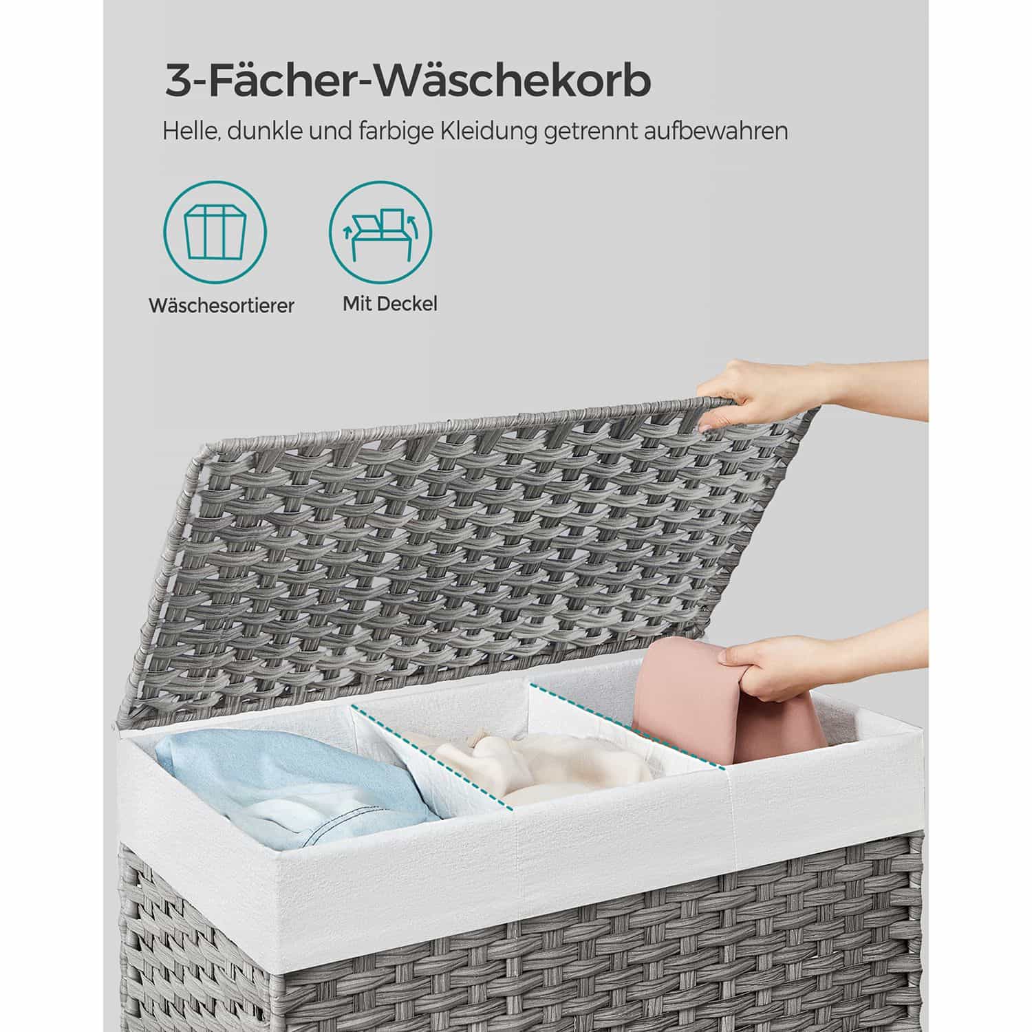 Wäschesammler mit 3 Fächern Wäschesammler mit 3 Fächern