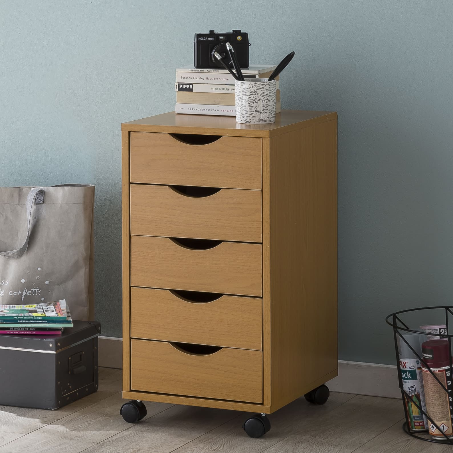 49058-WOHNLING-Rollcontainer-MINA-33-x-68-x-38-cm_1qSF0ncB8dzQZA Rollcontainer WL5.924 33x64x38cm Buche MDF-Holz