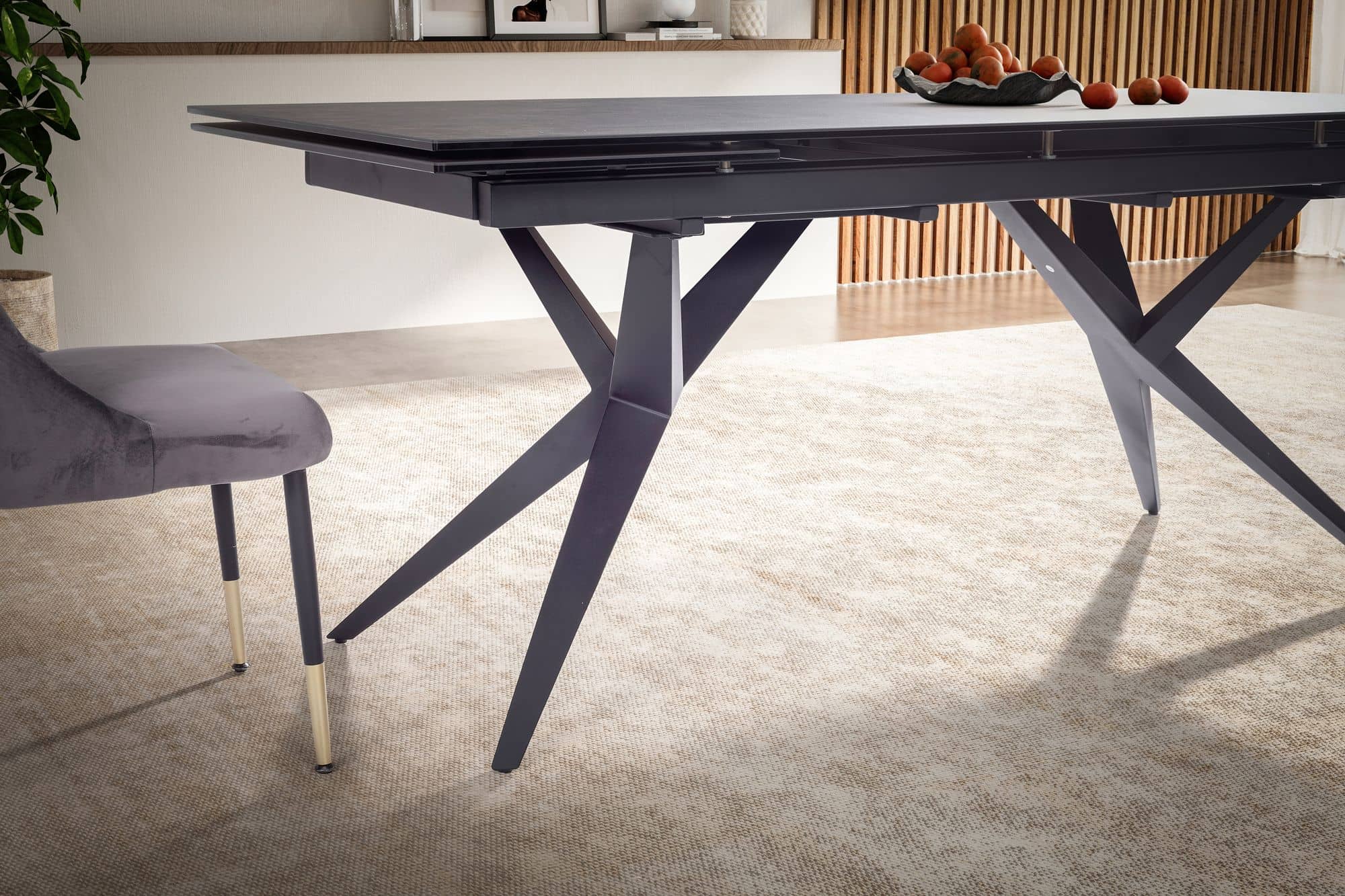 Esszimmertisch 180 - 260 cm Ausziehbar Keramik Glas Schwarz Esszimmertisch 180 - 260 cm Ausziehbar Keramik Glas Schwarz