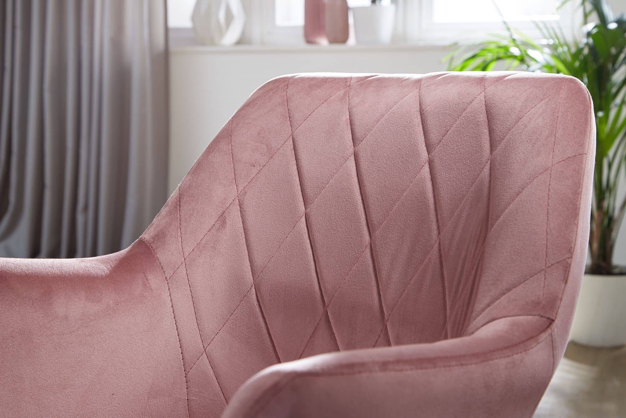 57495-Wohnling-Drehstuhl-Samt-Rosa-WL6-306-WL6-306_4 Schreibtischstuhl Rosa Samt Design Drehstuhl mit Lehne