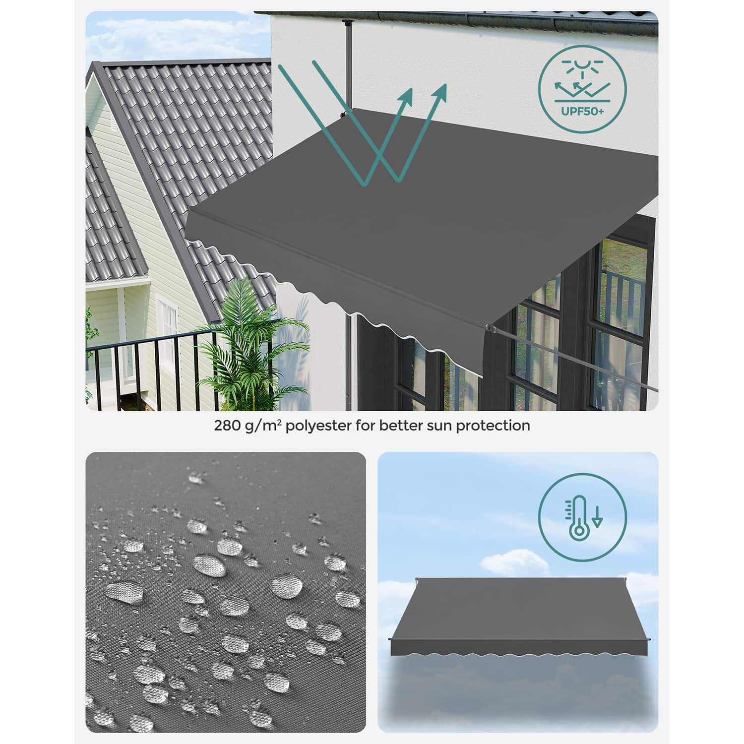 Klemmmarkise 300 x 130 cm mit Kurbel Klemmmarkise 300 x 130 cm mit Kurbel