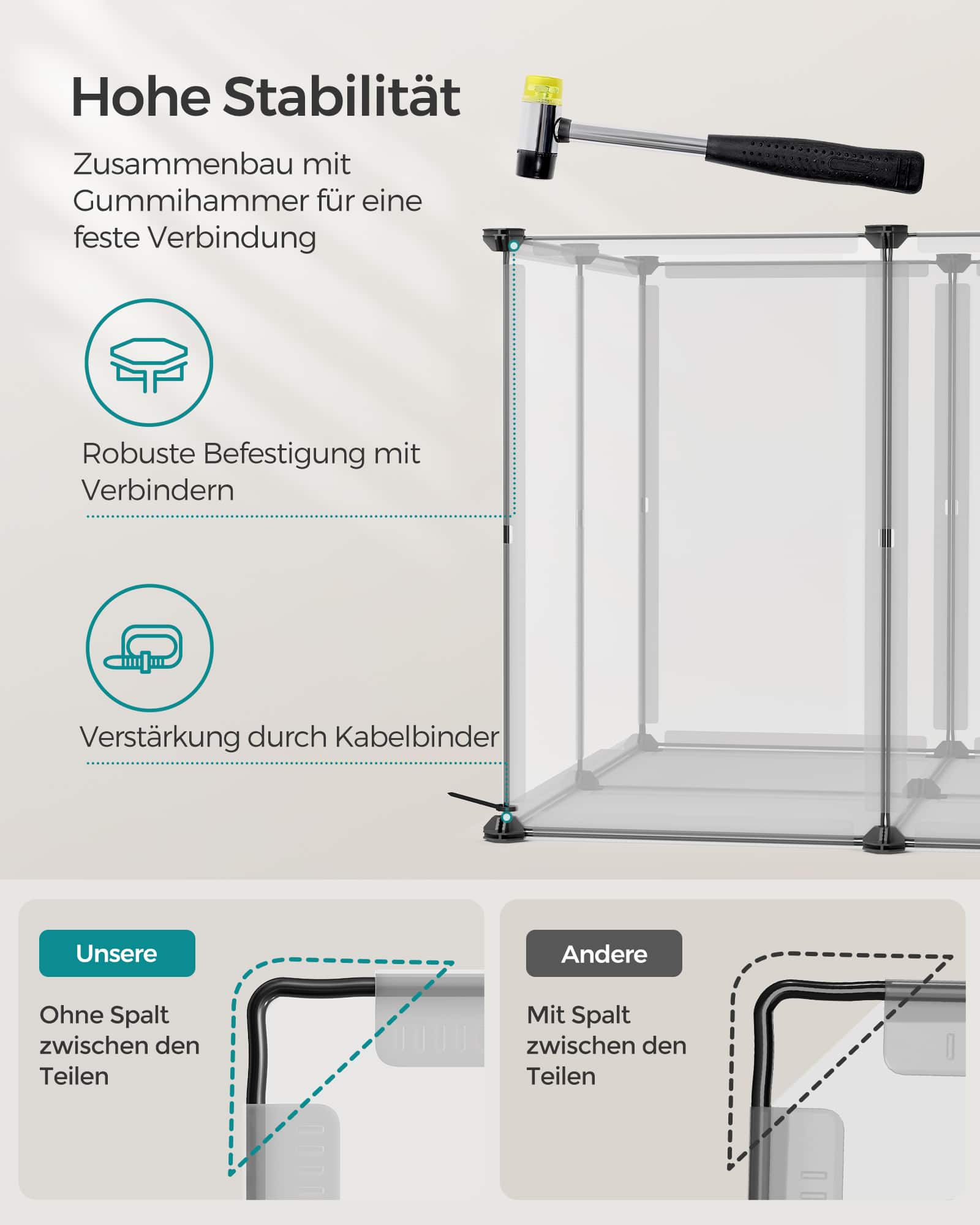 Freigehege mit Bodenplatten Kunststoff grau Freigehege mit Bodenplatten Kunststoff grau