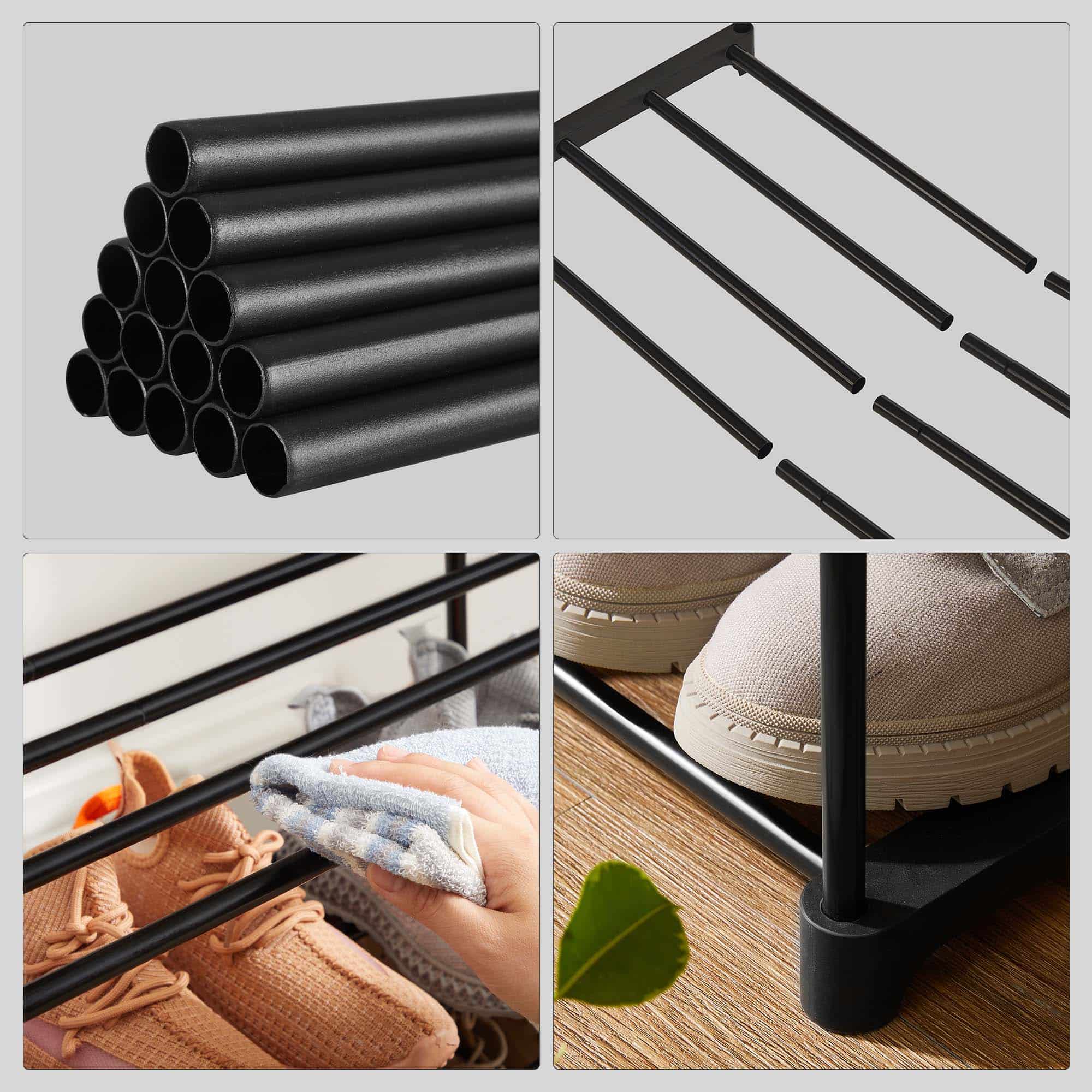 Schuhregal mit 3 Ablagen Schwarz-B34LSA303B02 Schuhregal mit 3 Ablagen Schwarz-B34LSA303B02