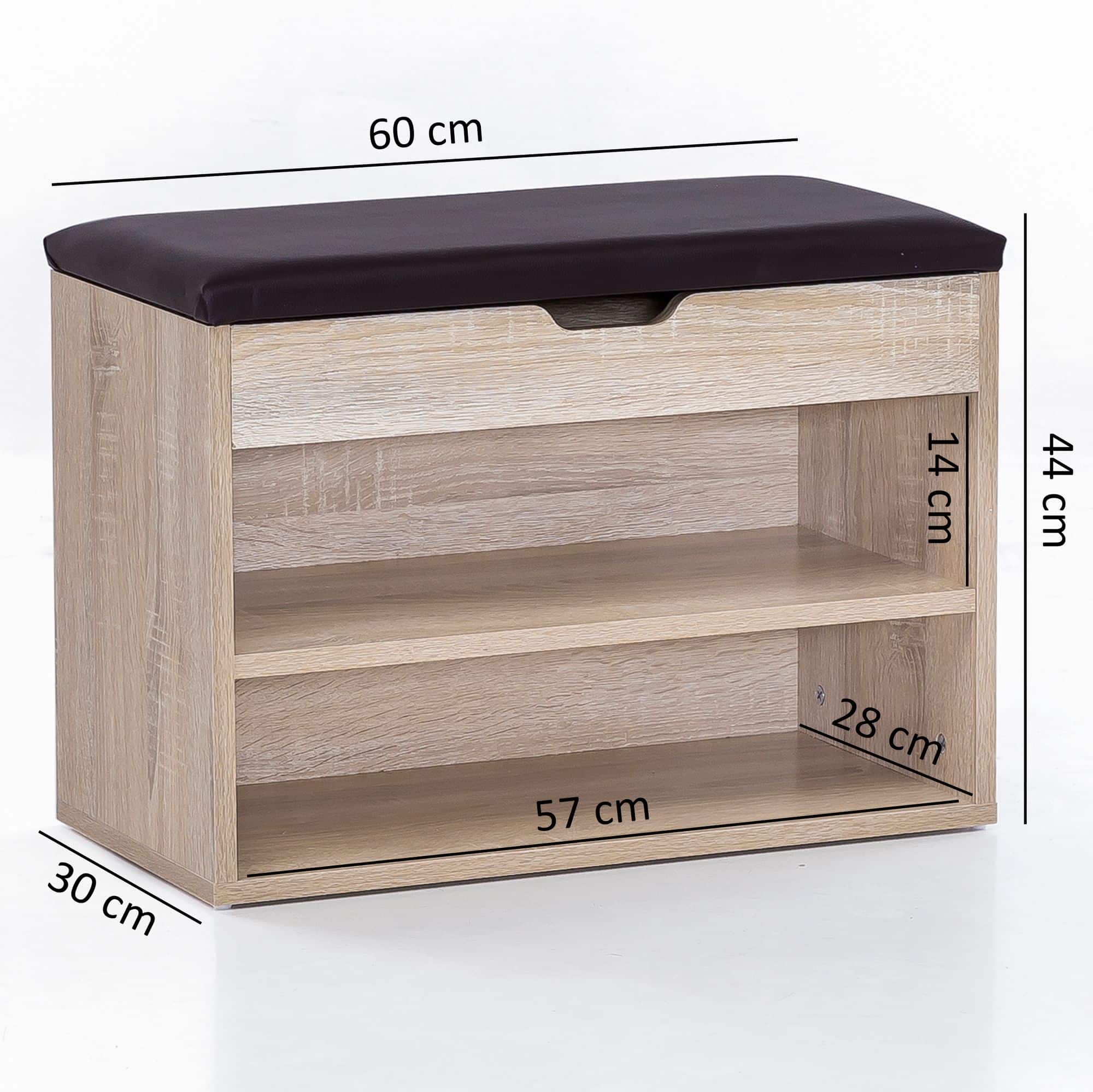 Schuhbank mit Sitzfläche Sonoma Garderoben-Bank Holz 60 x 40 x 30 cm Schuhbank mit Sitzfläche Sonoma Garderoben-Bank Holz 60 x 40 x 30 cm