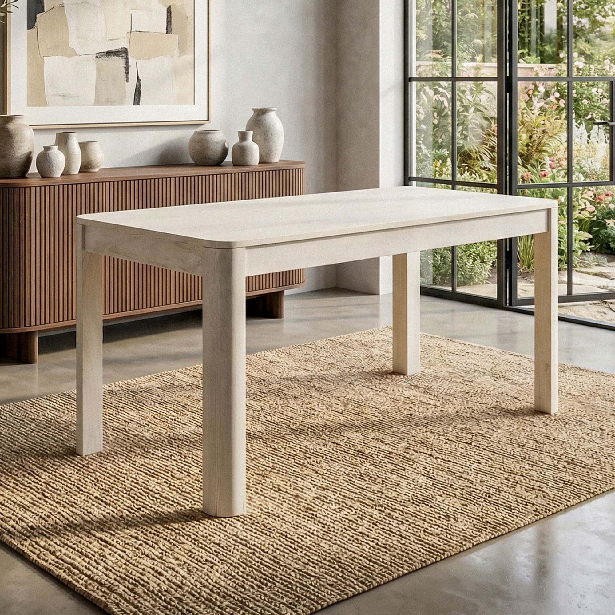 Esstisch Massivholz Mango 120x60 cm White Wash - Rechteckiger Esszimmertisch Holz - Küchentisch modern für 4 bis 6 Personen - Stabiler Holztisch - Tisch für Esszimmer Bistrotisch Handmade