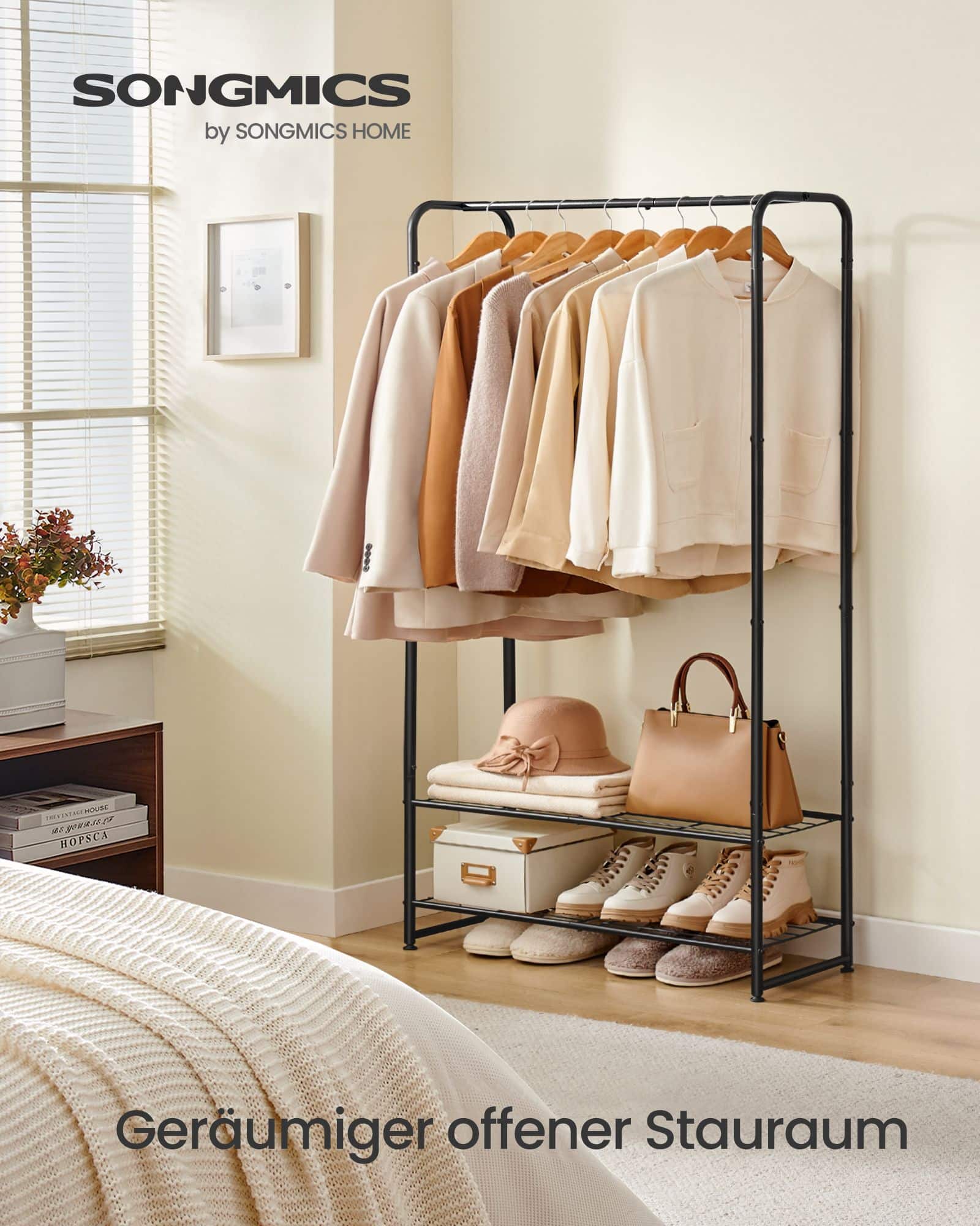 Kleiderständer mit Ablagen 29 x 73 x 158,4 cm mattschwarz