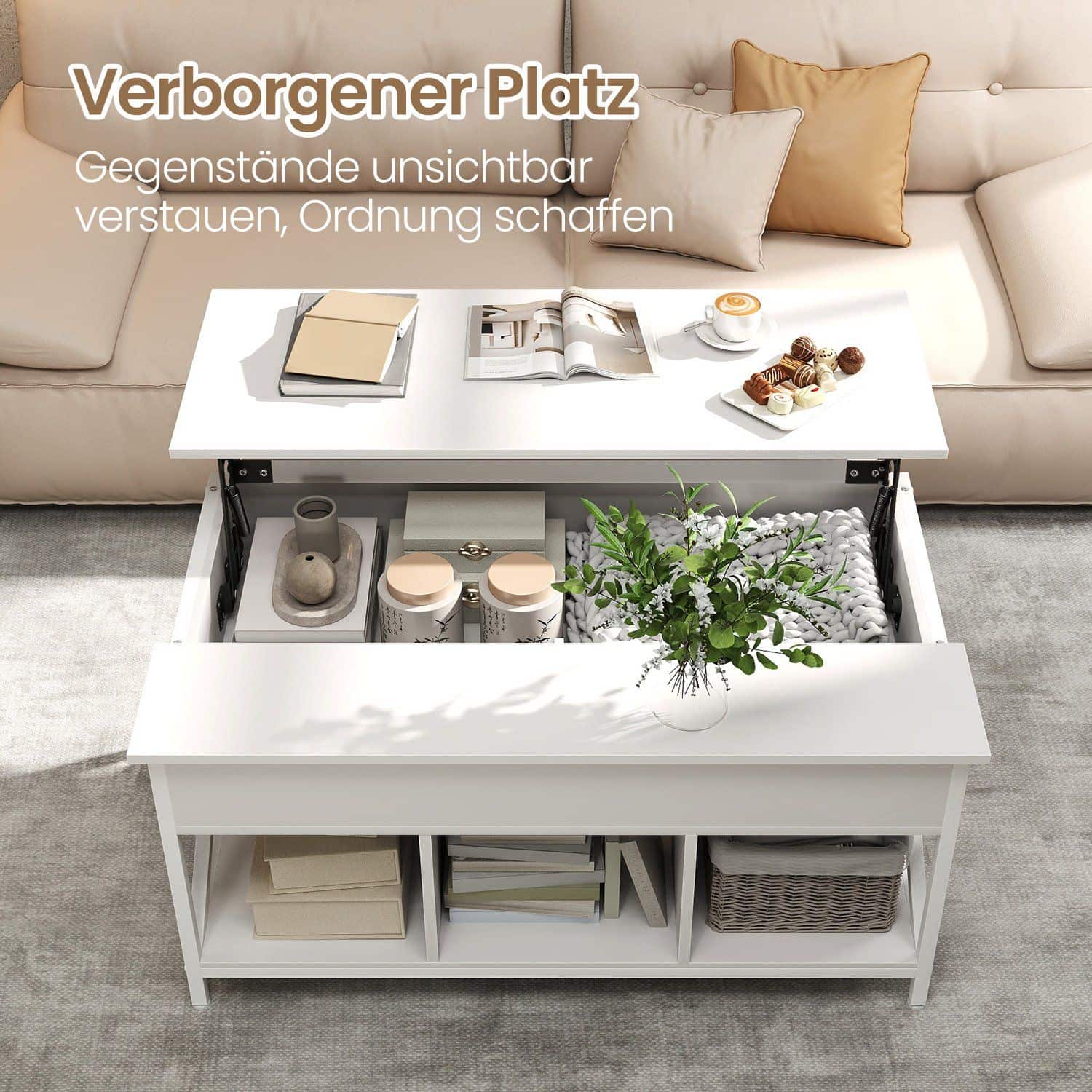 Couchtisch, höhenverstellbare Tischplatte, Kaffeetisch Couchtisch, höhenverstellbare Tischplatte, Kaffeetisch