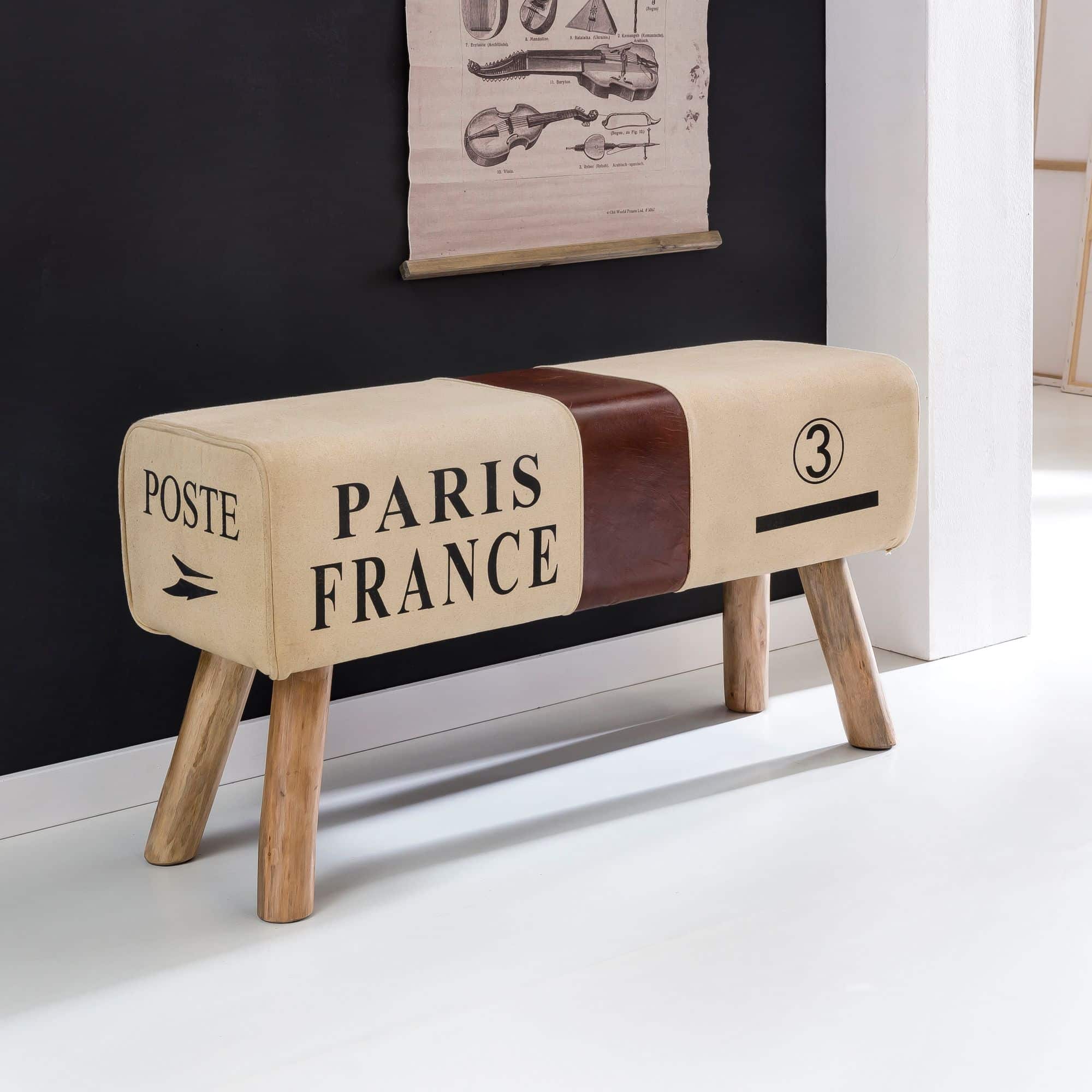 43728-WOHNLING-Design-Turnbock-Sitzbank-CANVAS-Braun-91-x-30-x-50-cm-Turnhocker-Bank-aus-Echtleder-Stoff-Hocker-Garderobenbank-Sitzhocker-Springbock-Turnbank-Turnbock-Sitzbank-Tur_ Komfortable Wohnzimmerbank in zeitlosem Design